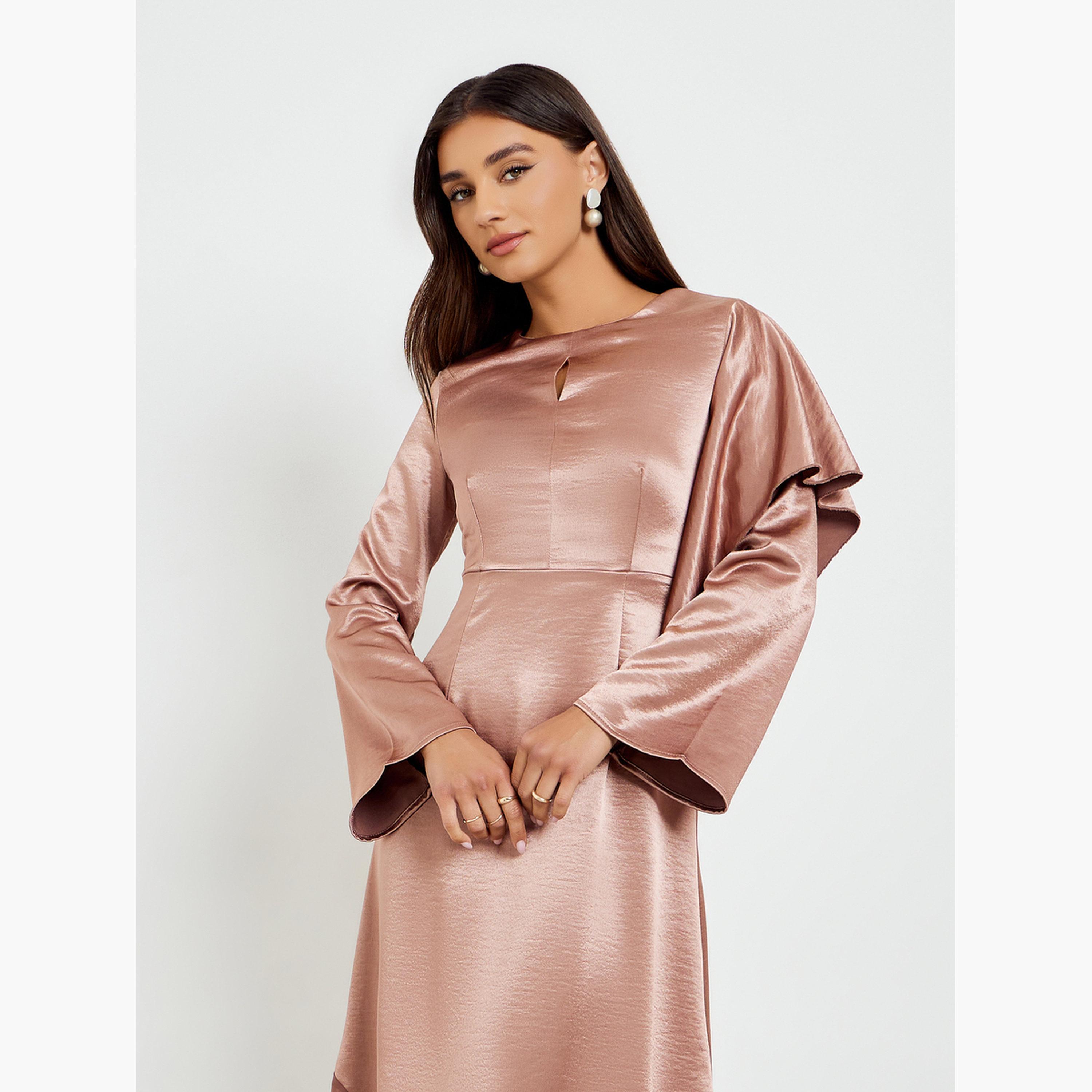فستان طويل ساتان بأكمام طويلة-women-clothing-dresses-image-4