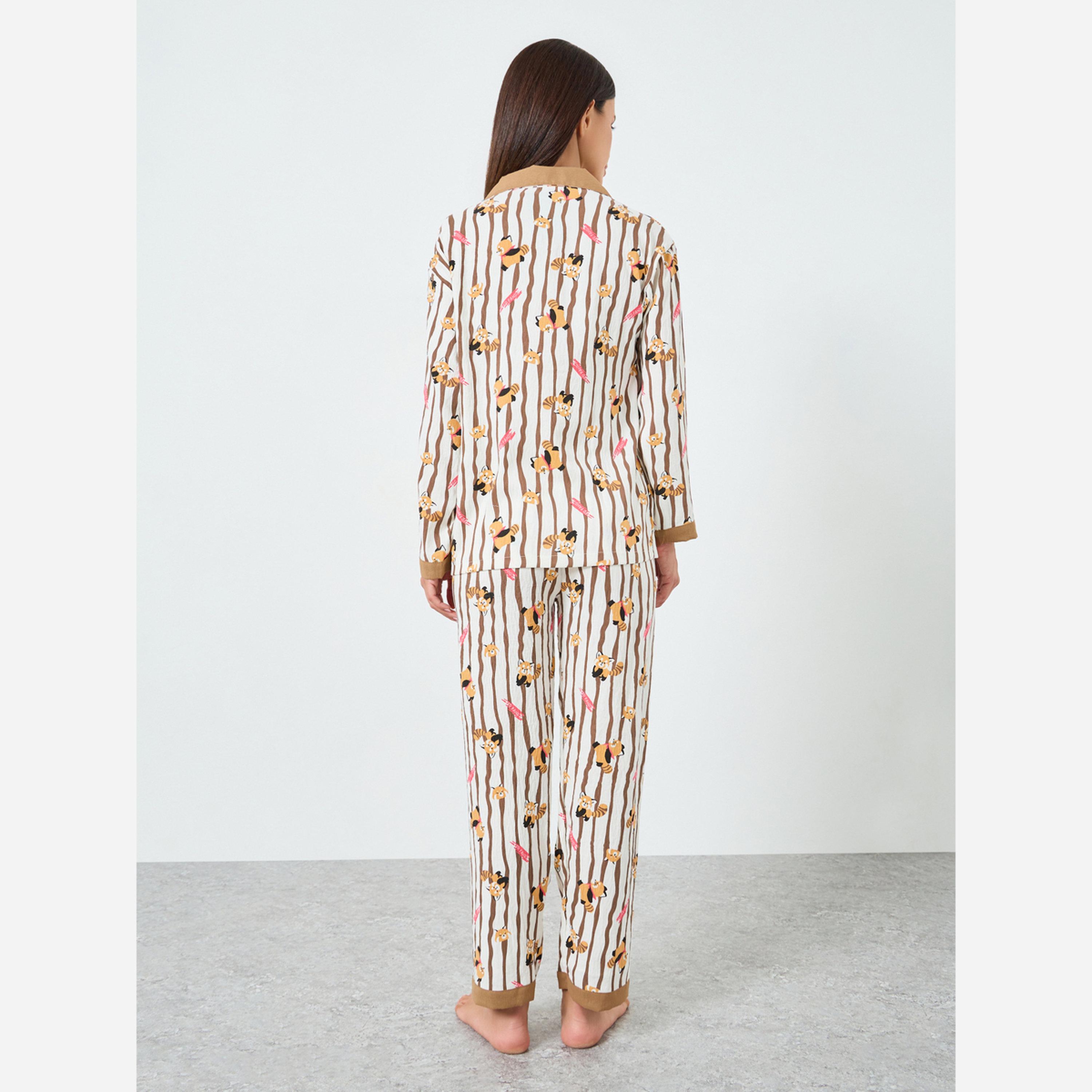 ستايلي - بيجاما توب وبنطال-women-clothing-nightwear-pyjamas-longsets-image-4