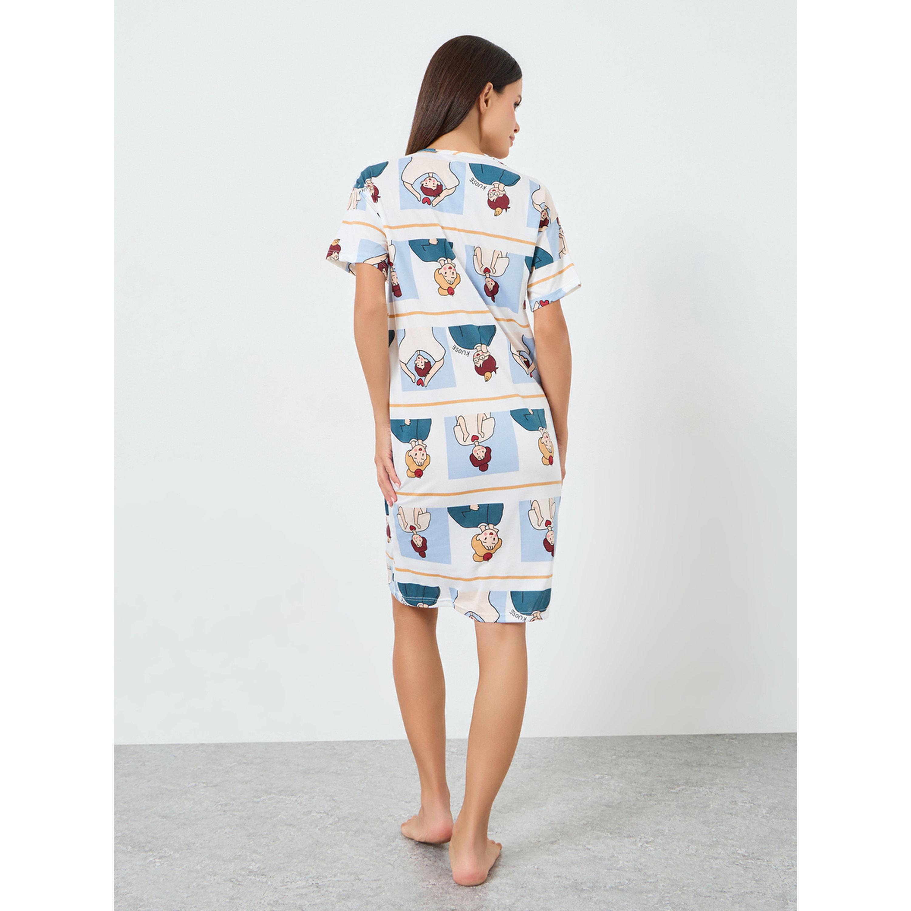 قميص نوم تيشيرت بطبعة شخصيات-women-clothing-nightwear-nighties-image-4