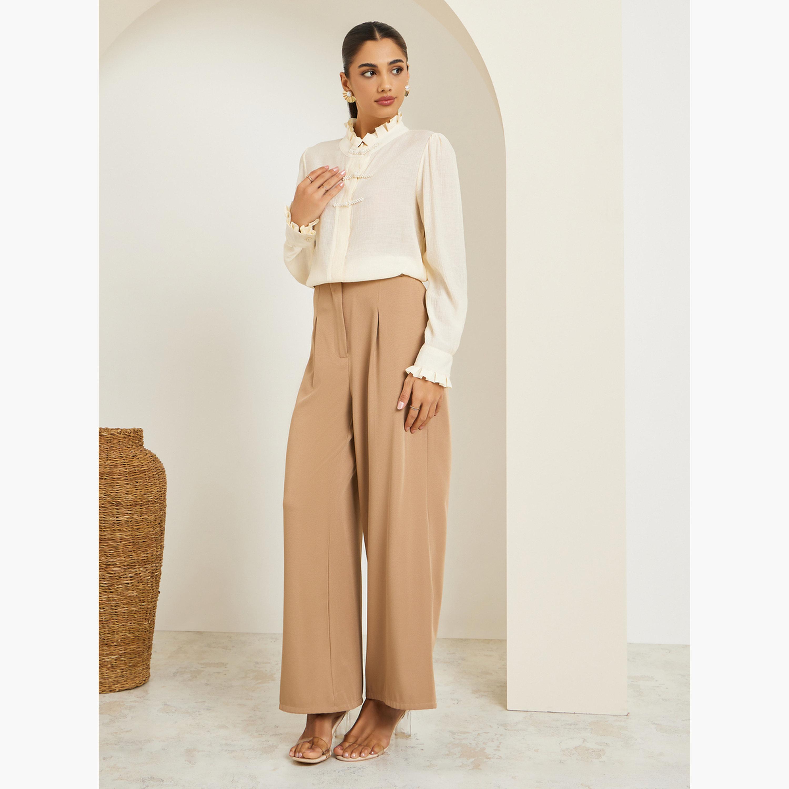 Styli Women Beige Long Sleeve Shirt-women-clothing-shirtsandblouses-blouses-image-2