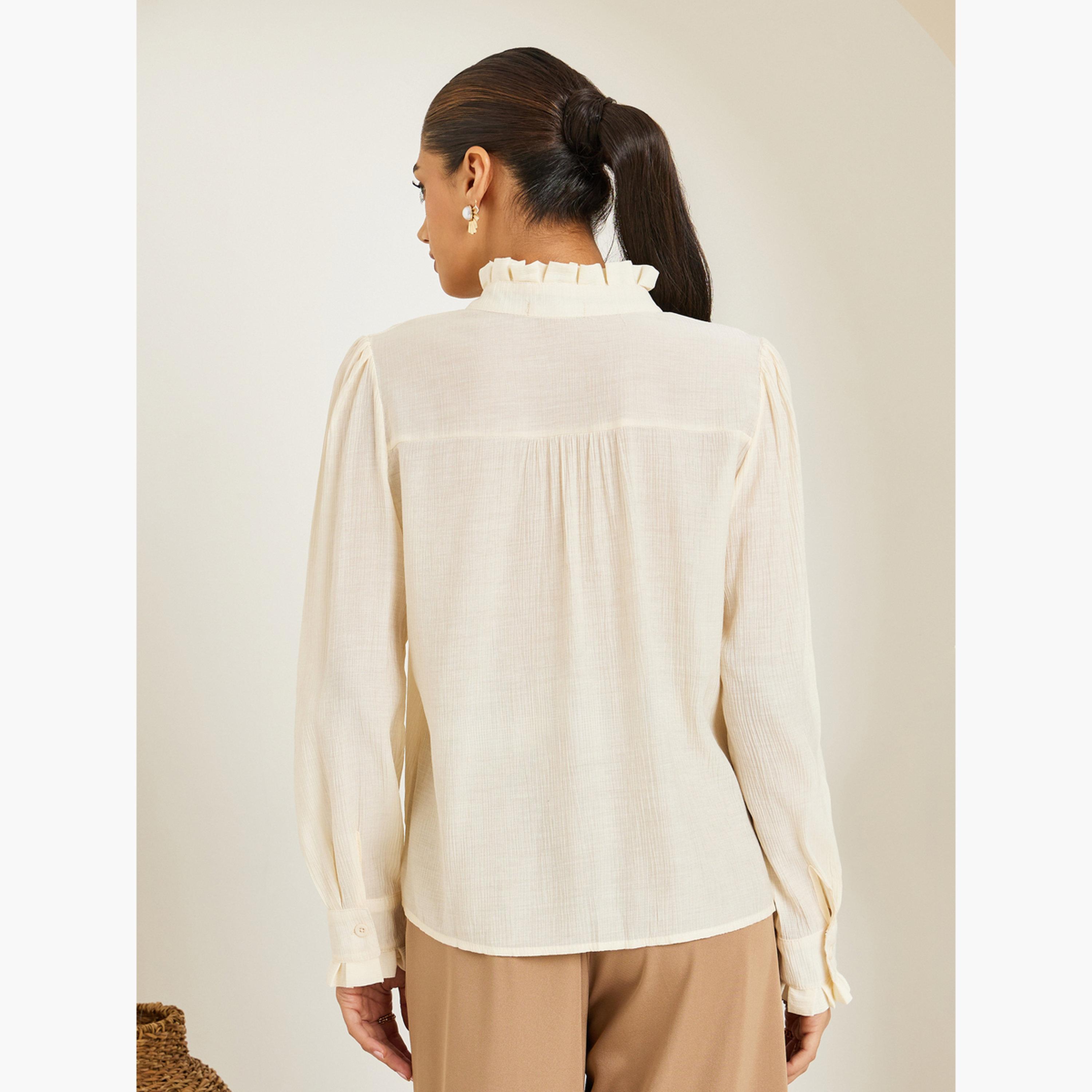 Styli Women Beige Long Sleeve Shirt-women-clothing-shirtsandblouses-blouses-image-5