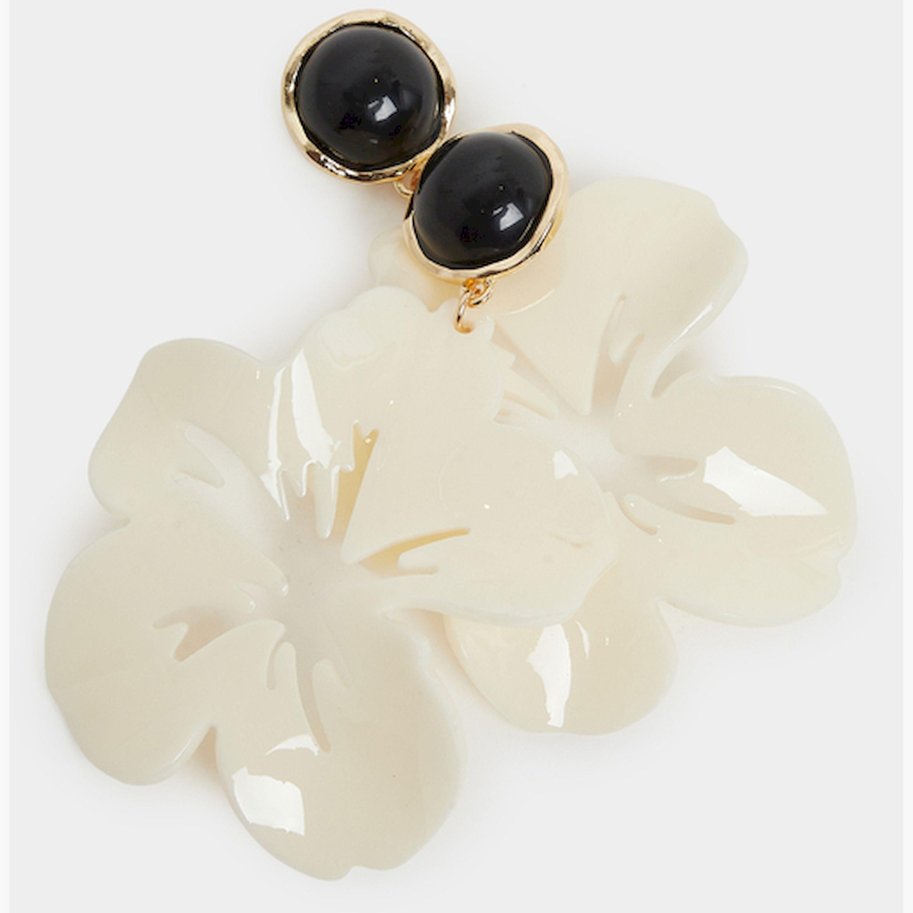 Styli Cream Flower Drop Earrings-women-watchesandjewellery-jewellery-earrings-image-3