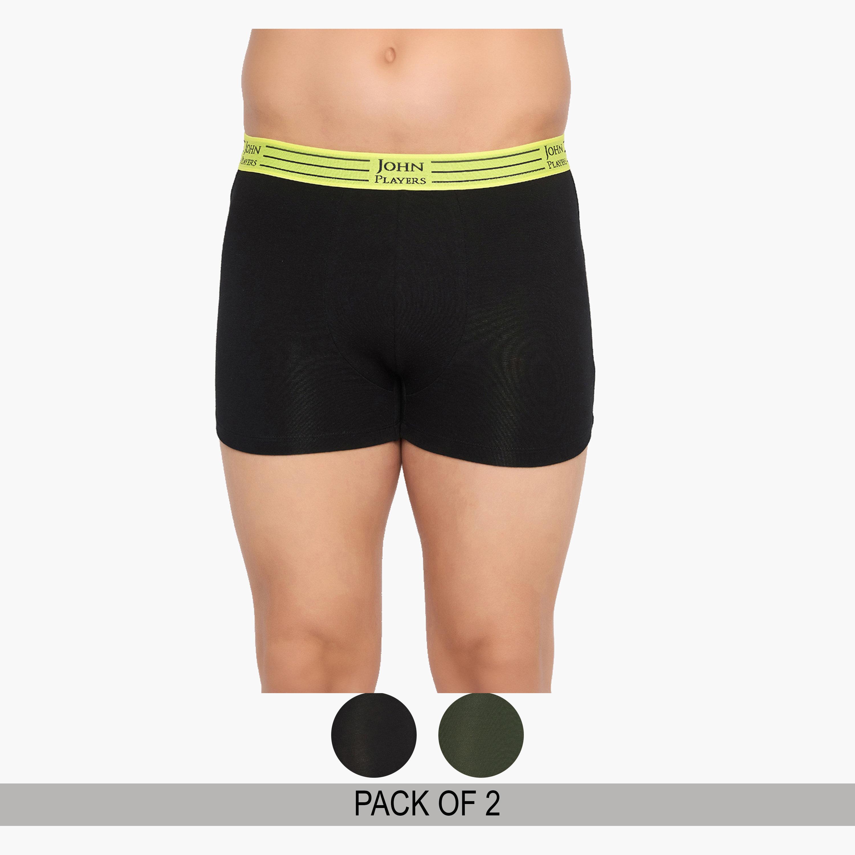John Player Pack of 2 - Men Cotton Trunks with Striped Waistband-men-clothing-innerwear-underwear-image-1