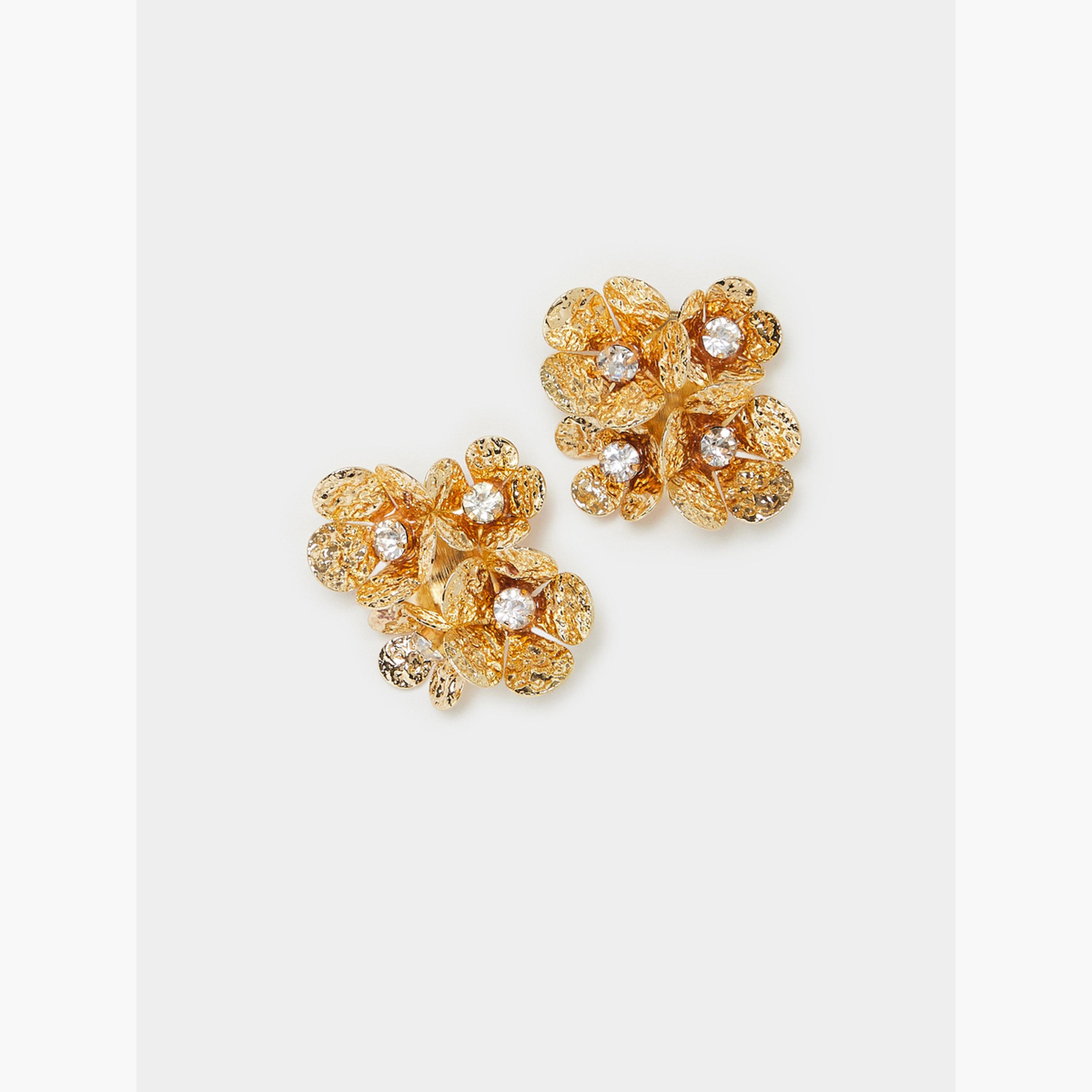 Styli Gold Flower Stud Earrings-women-watchesandjewellery-jewellery-earrings-image-1