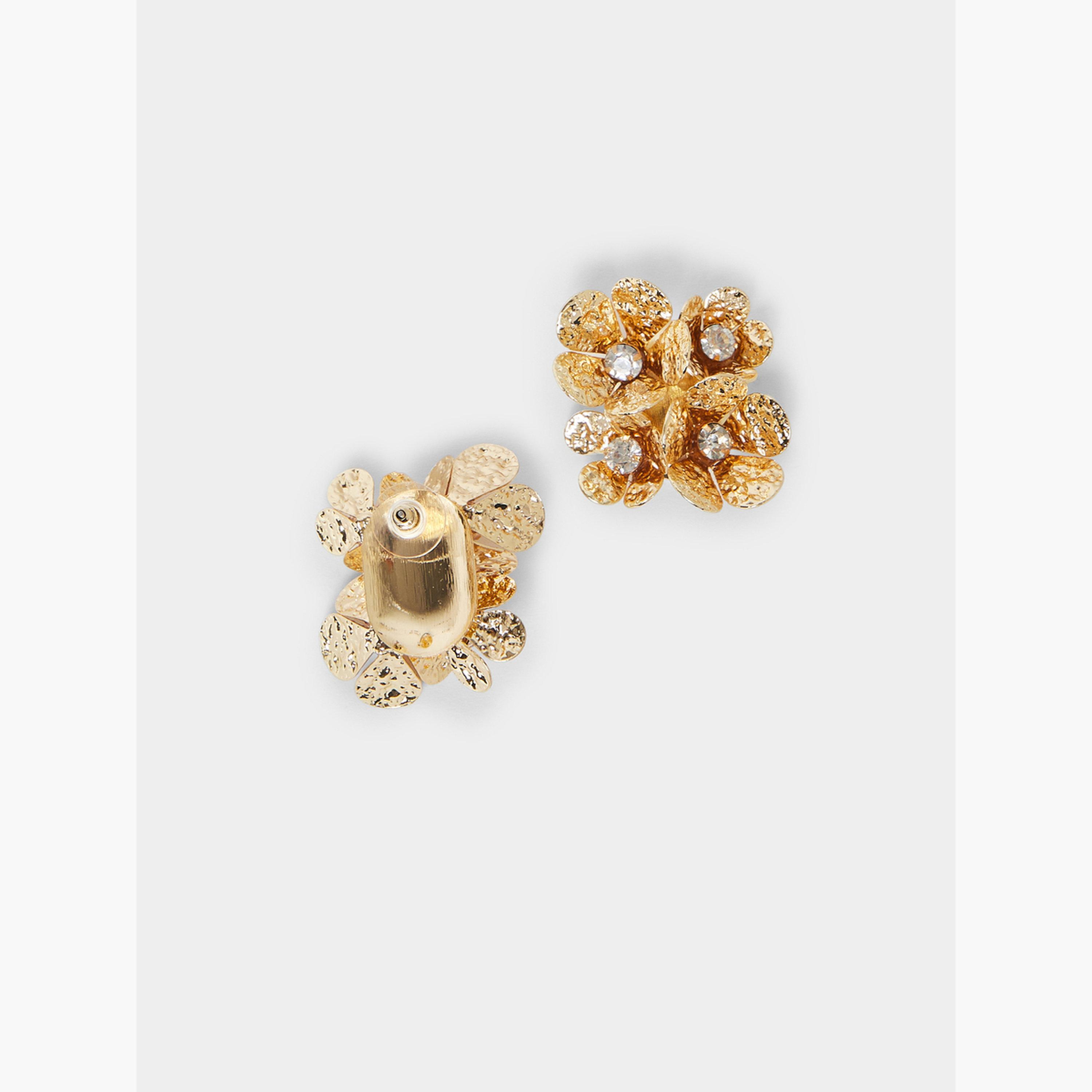 Styli Gold Flower Stud Earrings-women-watchesandjewellery-jewellery-earrings-image-3
