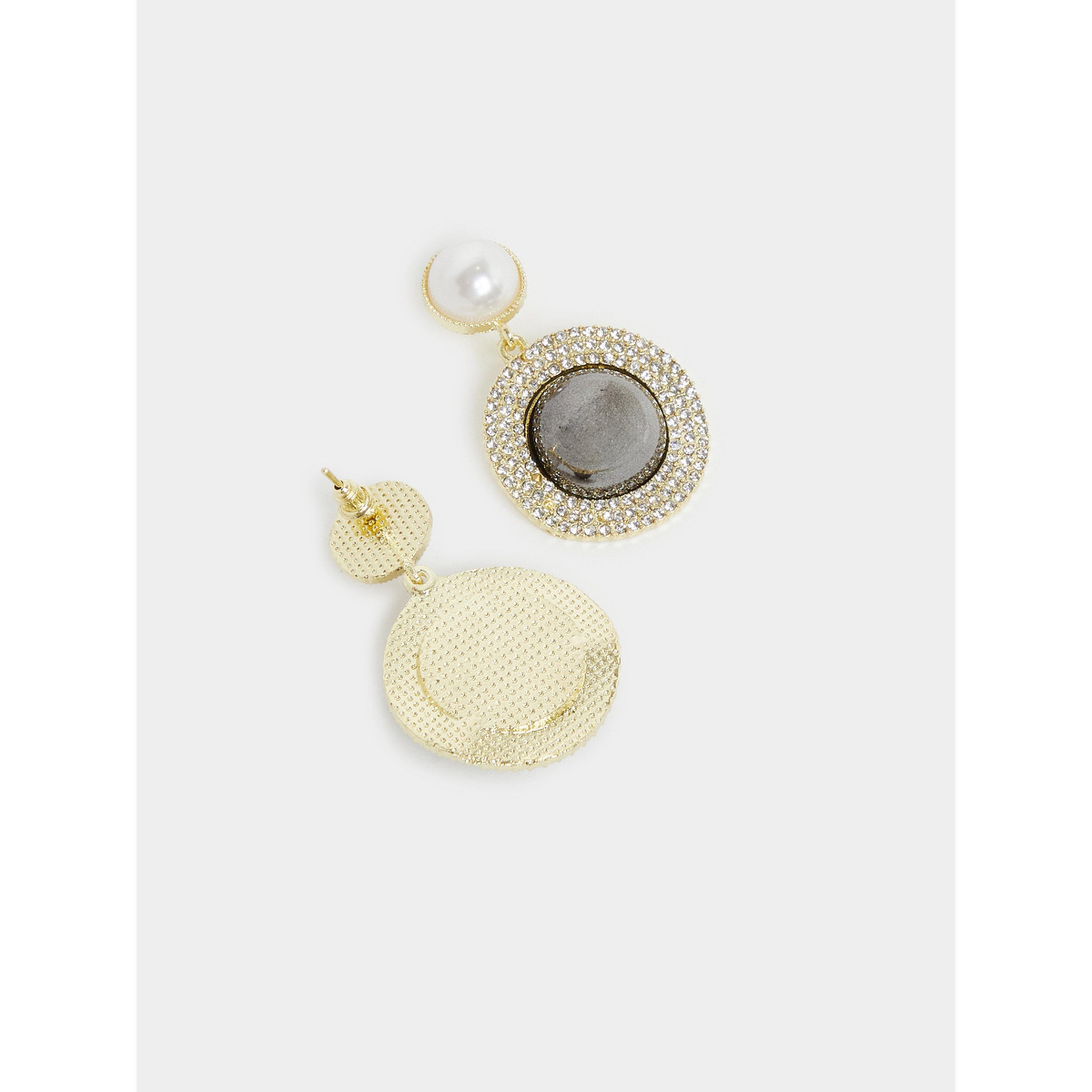 Styli Gold Tone Pearl and Crystal Dangle Earrings-women-watchesandjewellery-jewellery-earrings-image-3