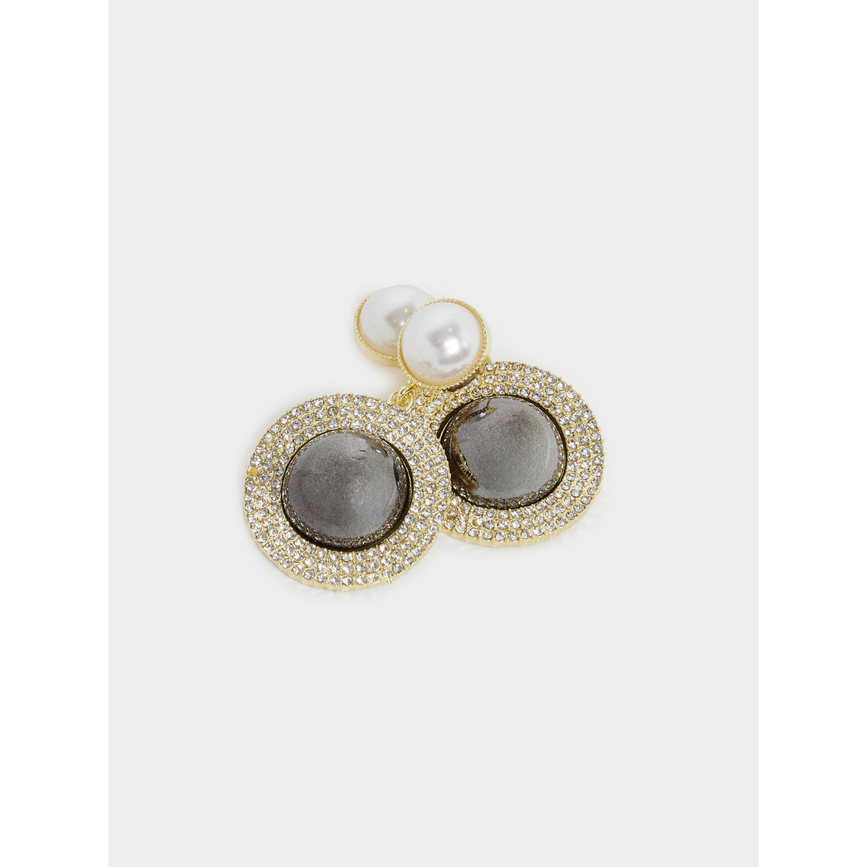 Styli Gold Tone Pearl and Crystal Dangle Earrings-women-watchesandjewellery-jewellery-earrings-image-4