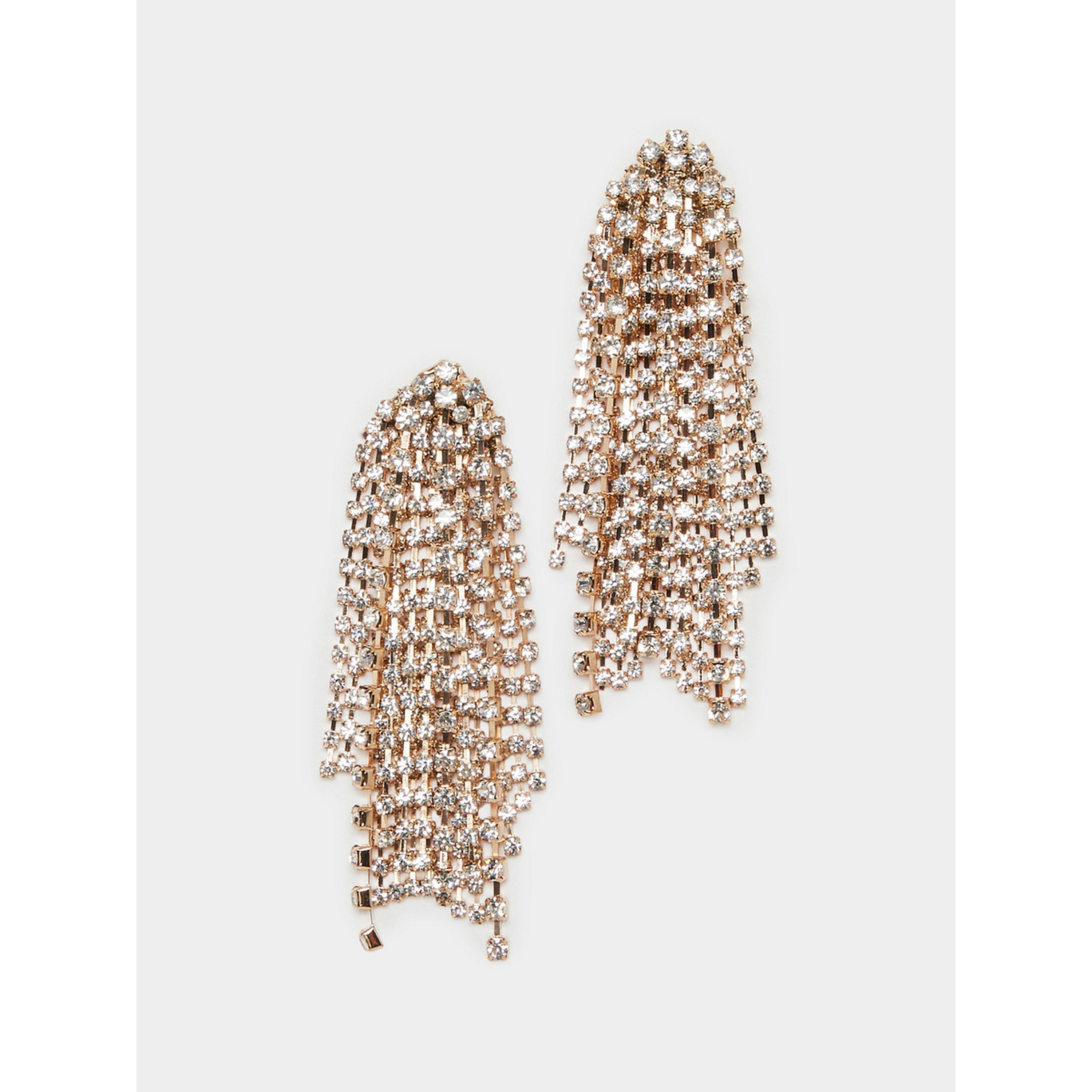 Styli Gold Diamante Tassel Dangle Earrings-women-watchesandjewellery-jewellery-earrings-image-1