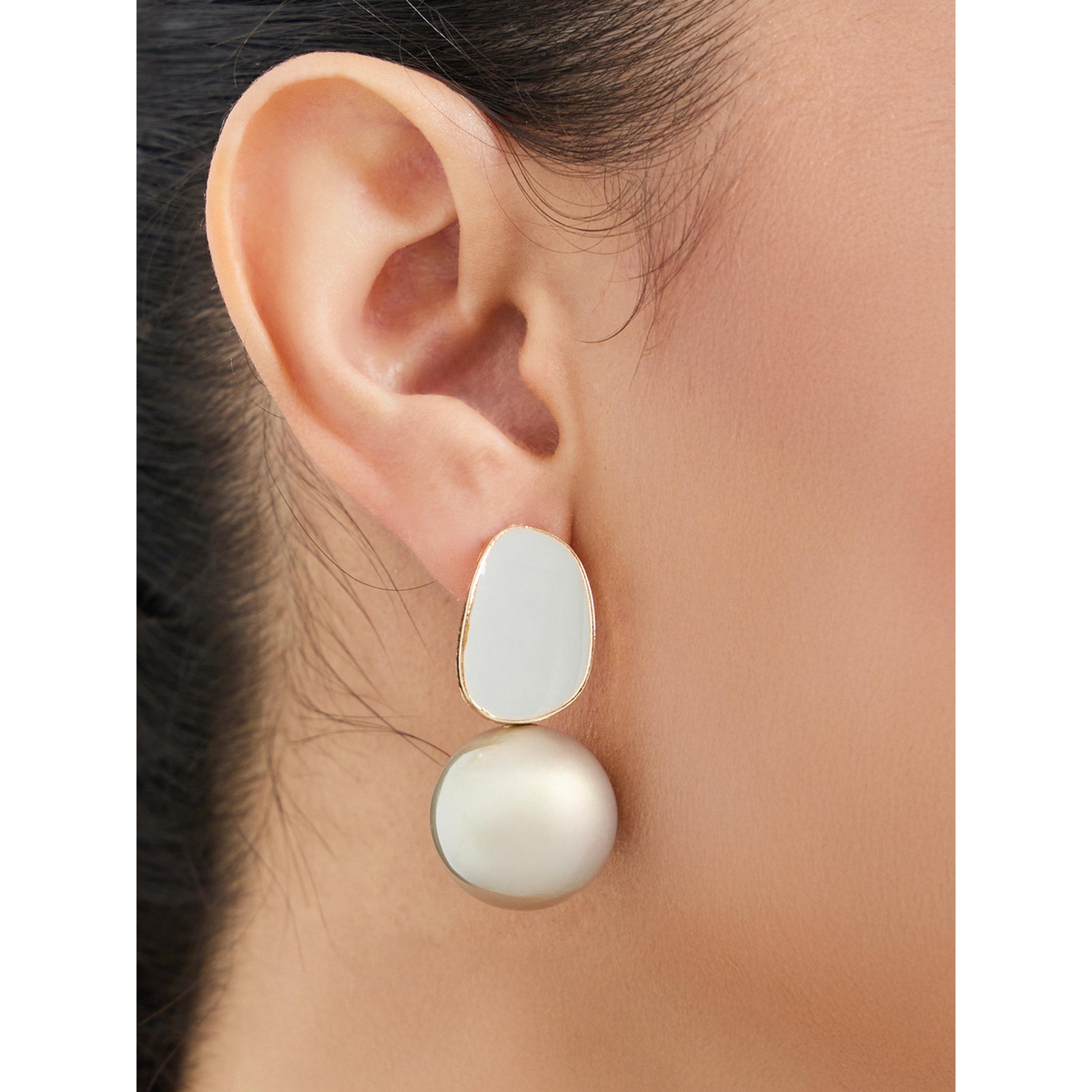 Styli Gold-Trimmed Stone Drop Earrings-women-watchesandjewellery-jewellery-earrings-image-2
