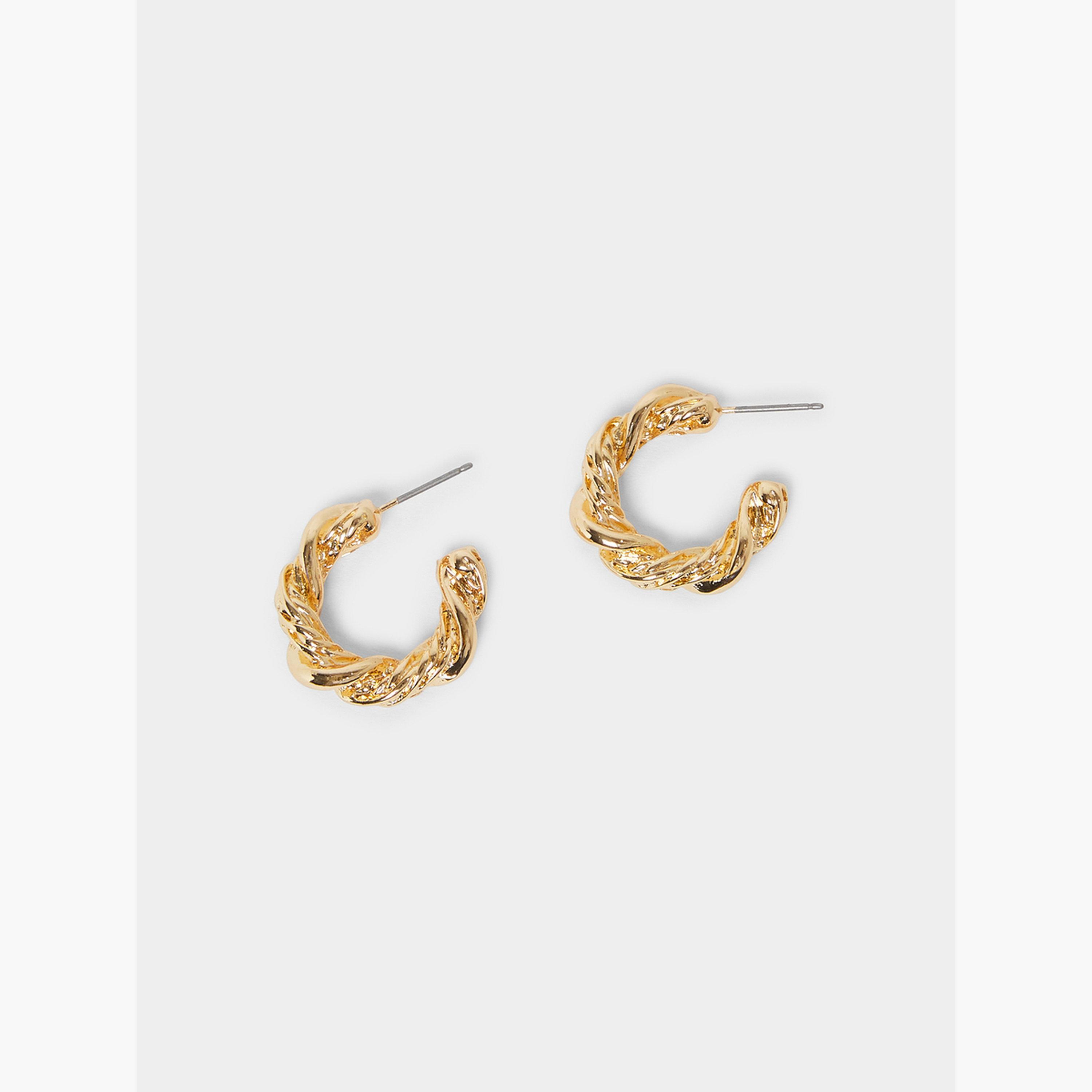 Styli Gold Twisted Hoop Earrings-women-watchesandjewellery-jewellery-earrings-image-1