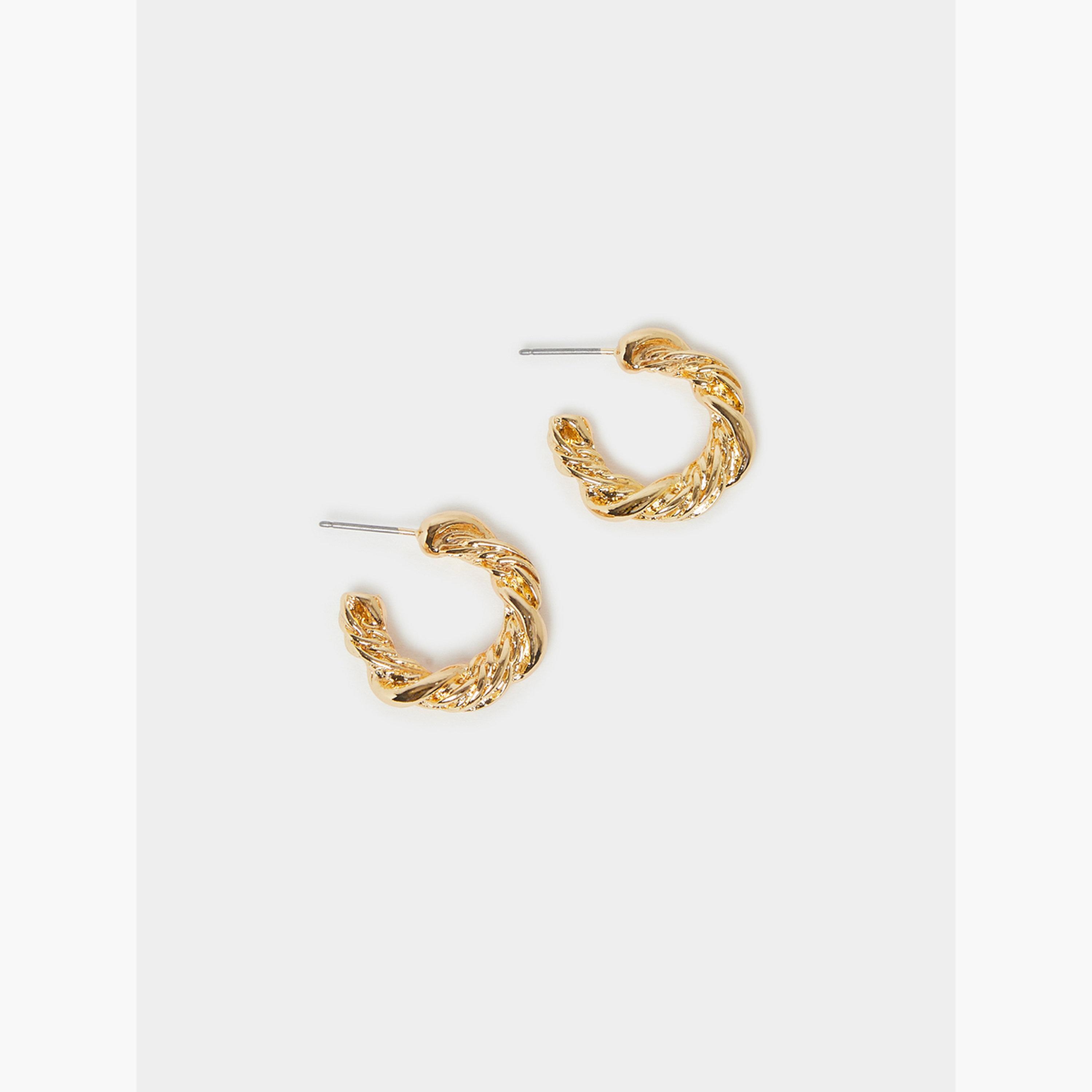 Styli Gold Twisted Hoop Earrings-women-watchesandjewellery-jewellery-earrings-image-3