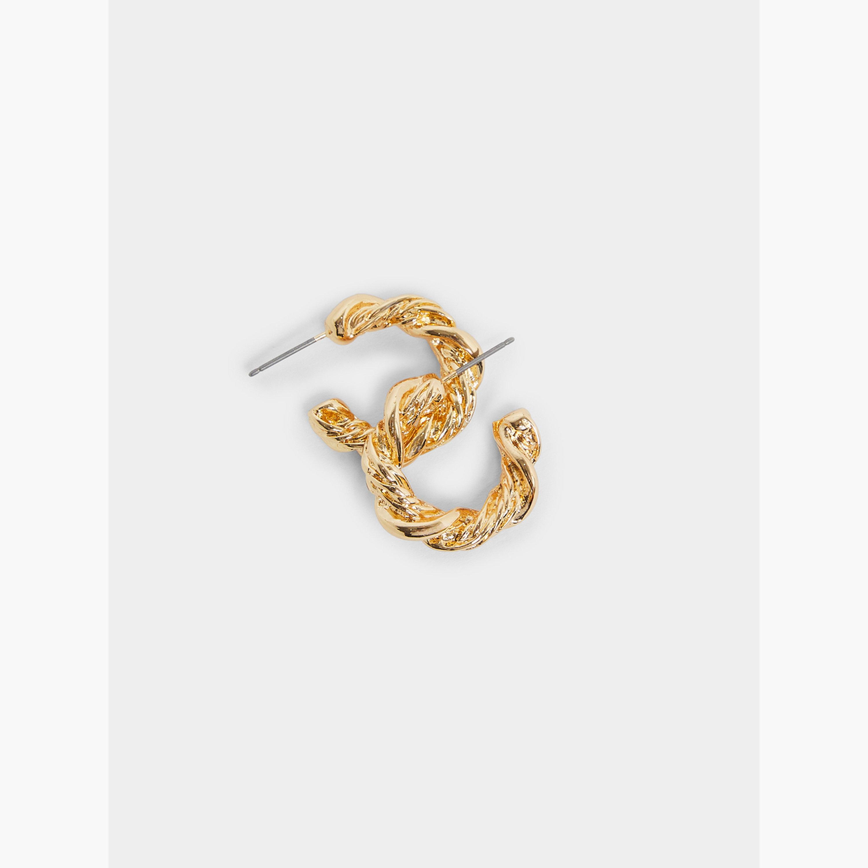 Styli Gold Twisted Hoop Earrings-women-watchesandjewellery-jewellery-earrings-image-4