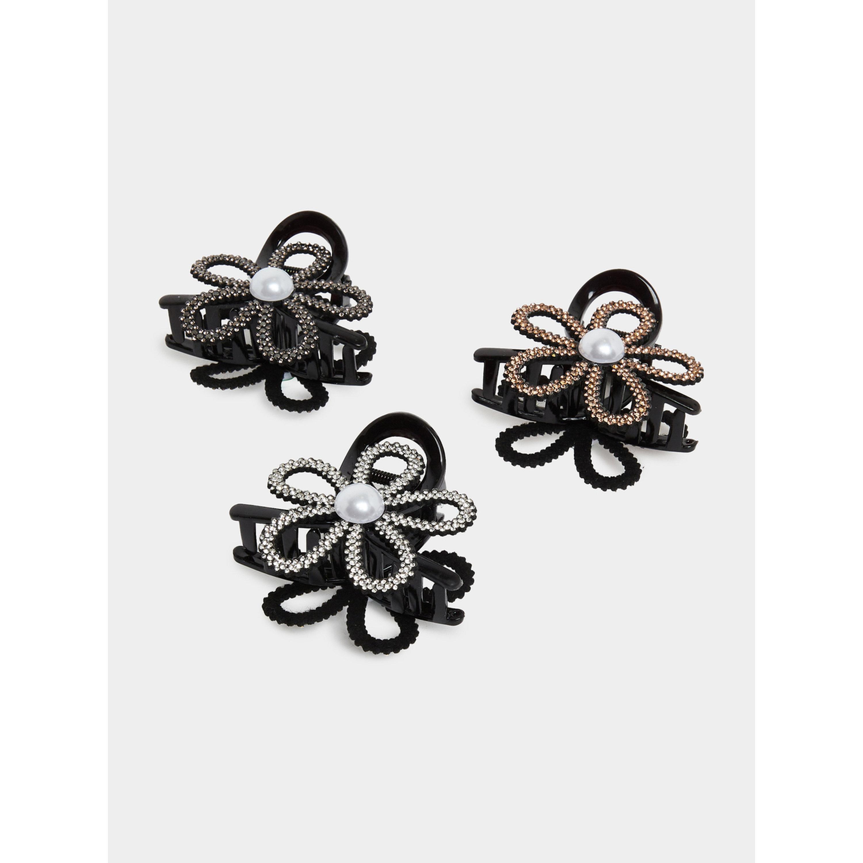 Styli Pack of 3 - Sparkling Flower Hair Claws-women-hairaccessories-clips-image-1