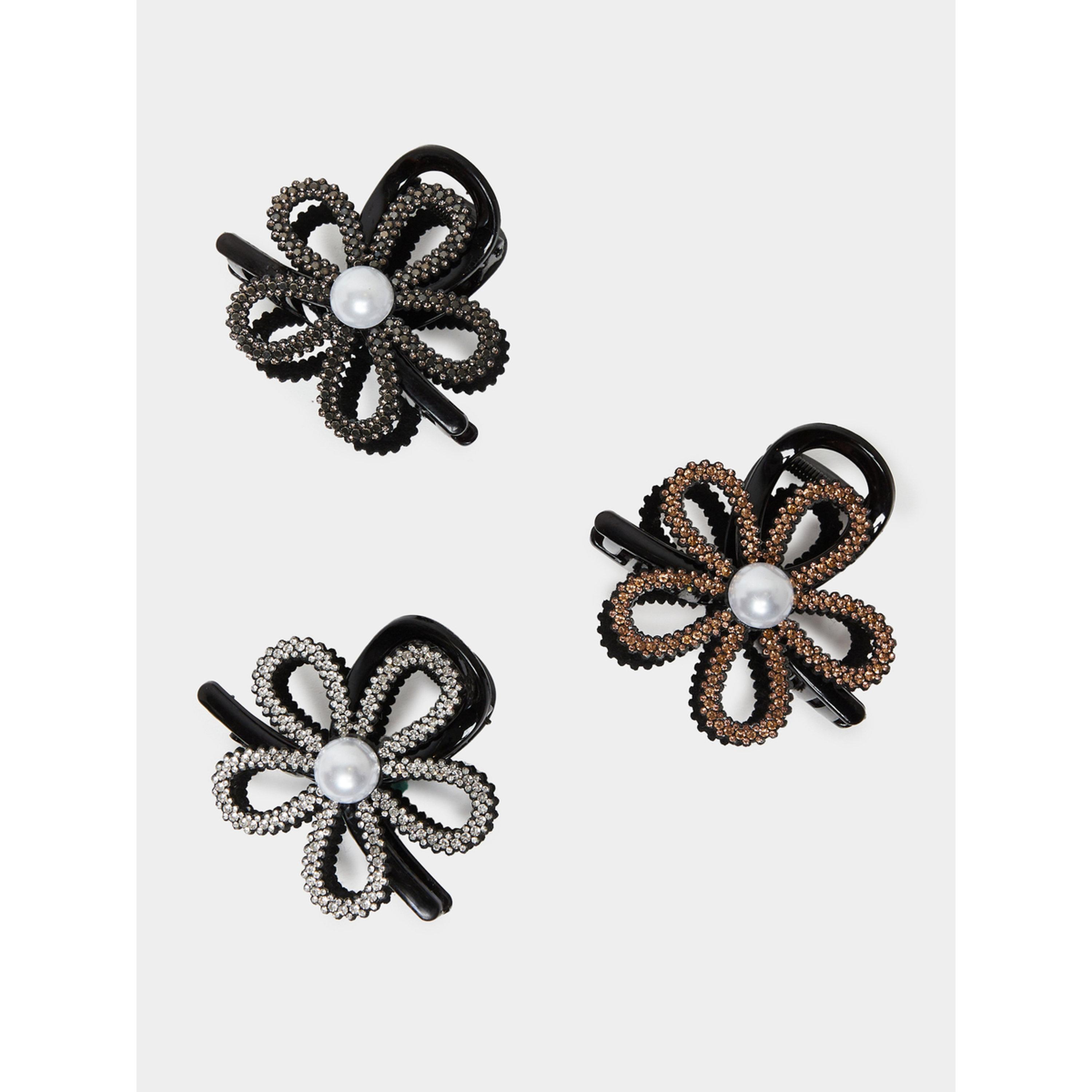 Styli Pack of 3 - Sparkling Flower Hair Claws-women-hairaccessories-clips-image-2