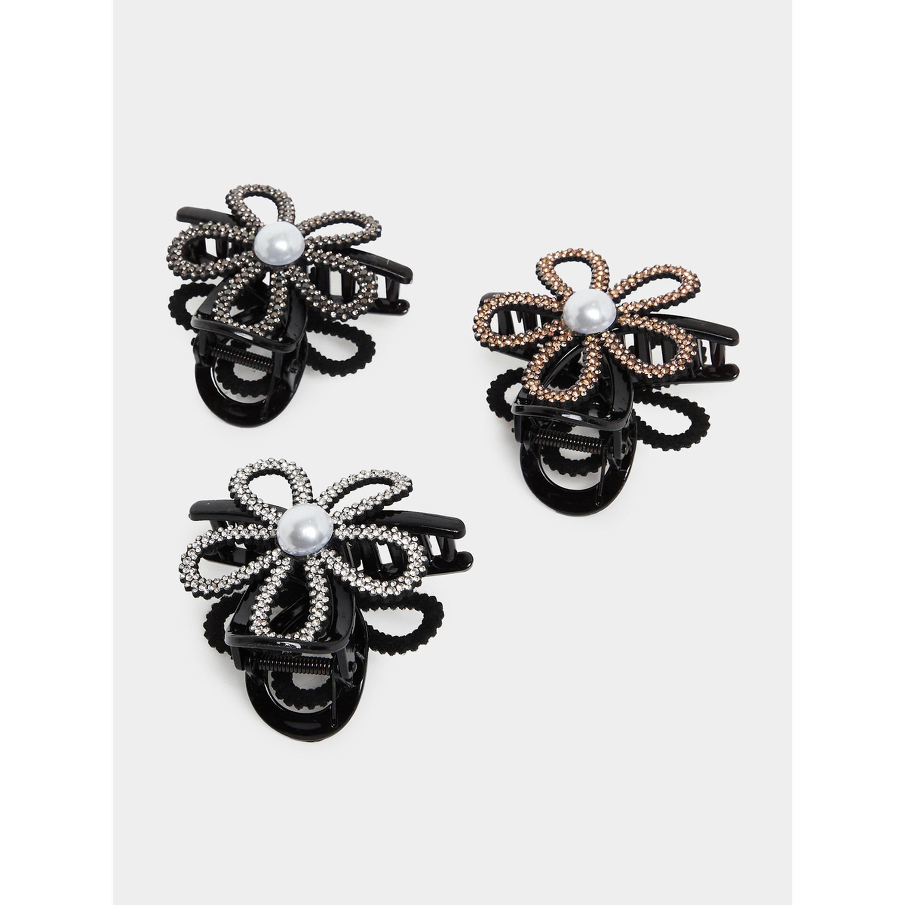 طقم من 3 مشابك شعر بتصميم زهور لامعة-women-hairaccessories-clips-image-3