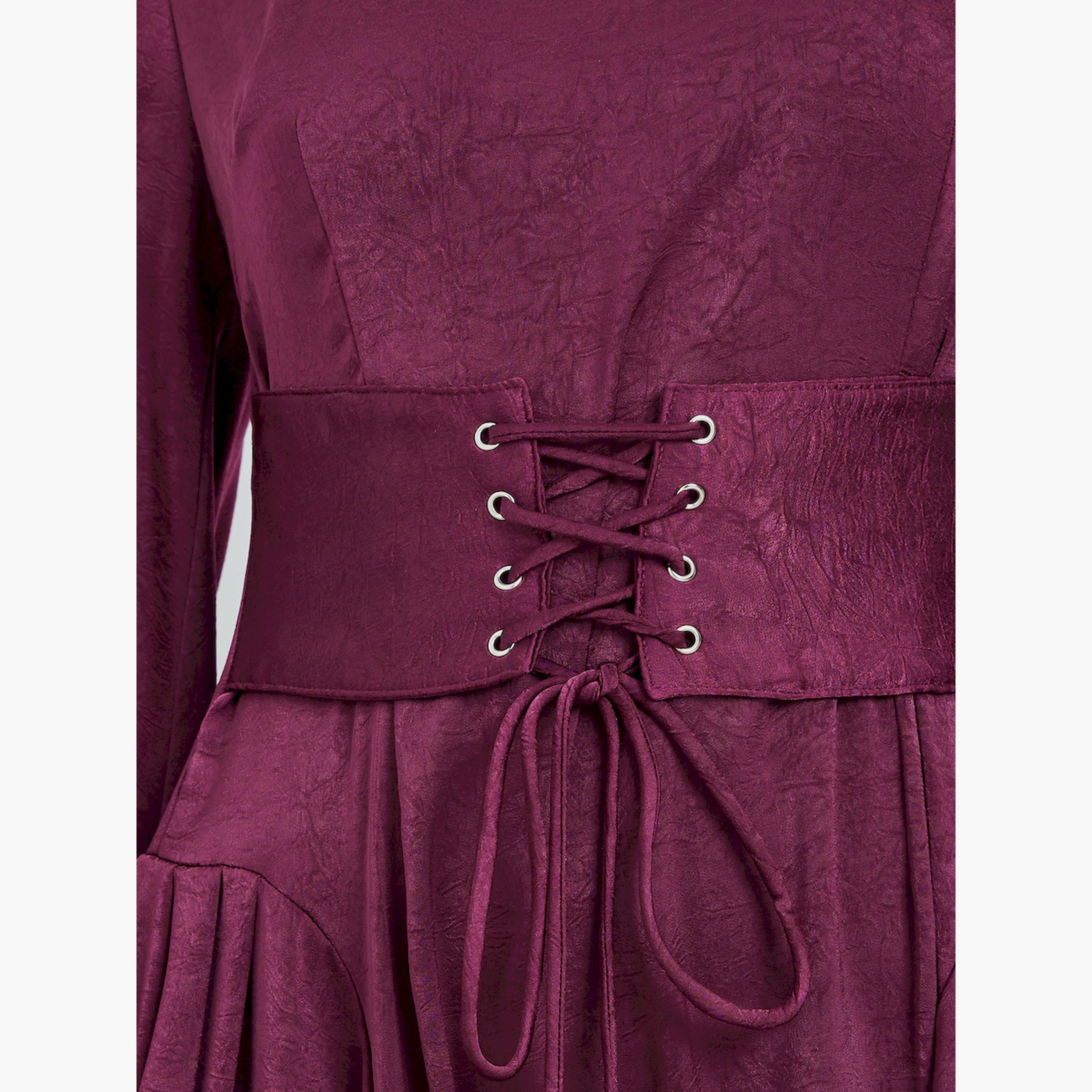 فستان ميدي بأكمام طويلة وتصميم مريح-women-clothing-dresses-image-4
