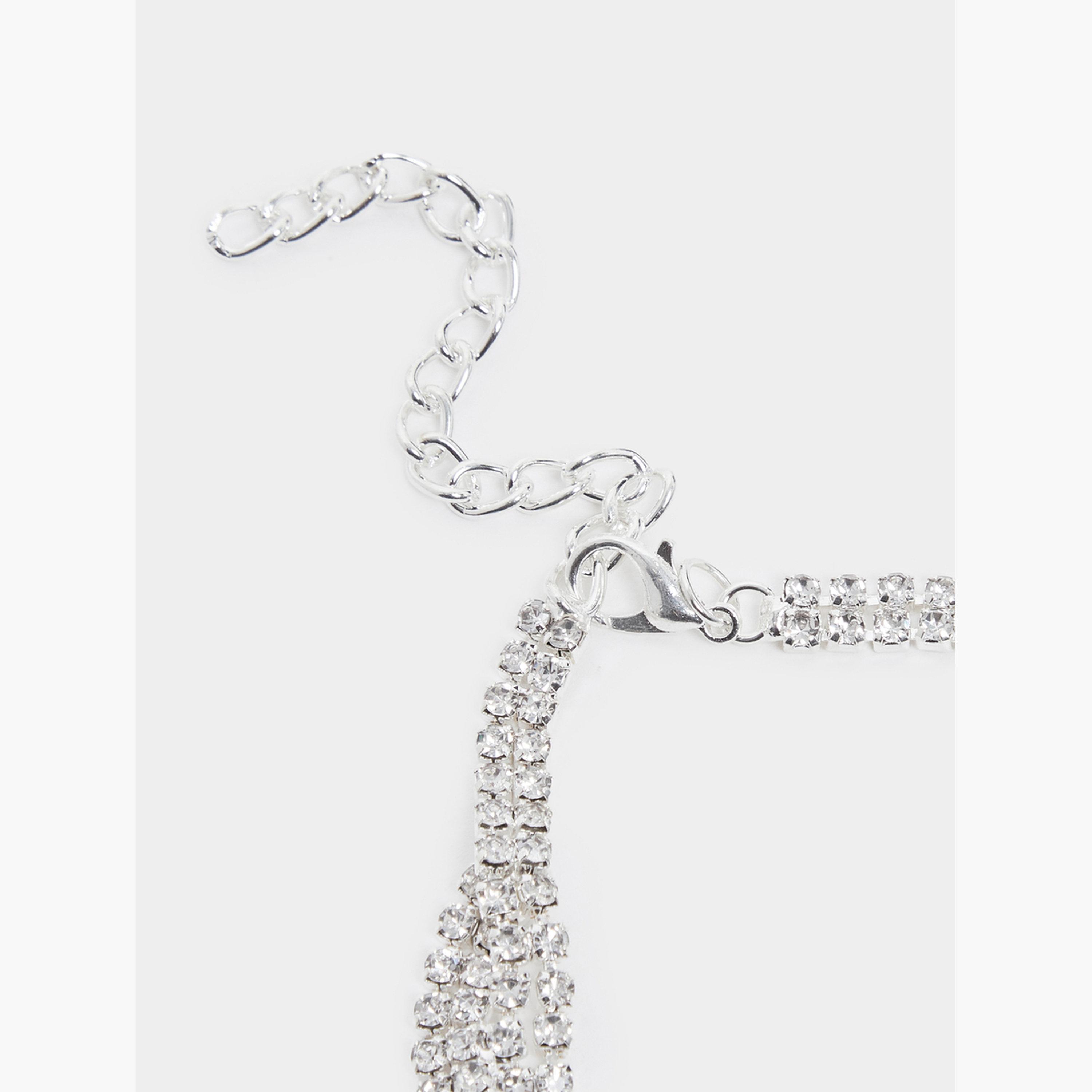 Styli Silver Diamante Necklace and Bracelet with Earrings-women-watchesandjewellery-jewellery-jewellerysets-image-5