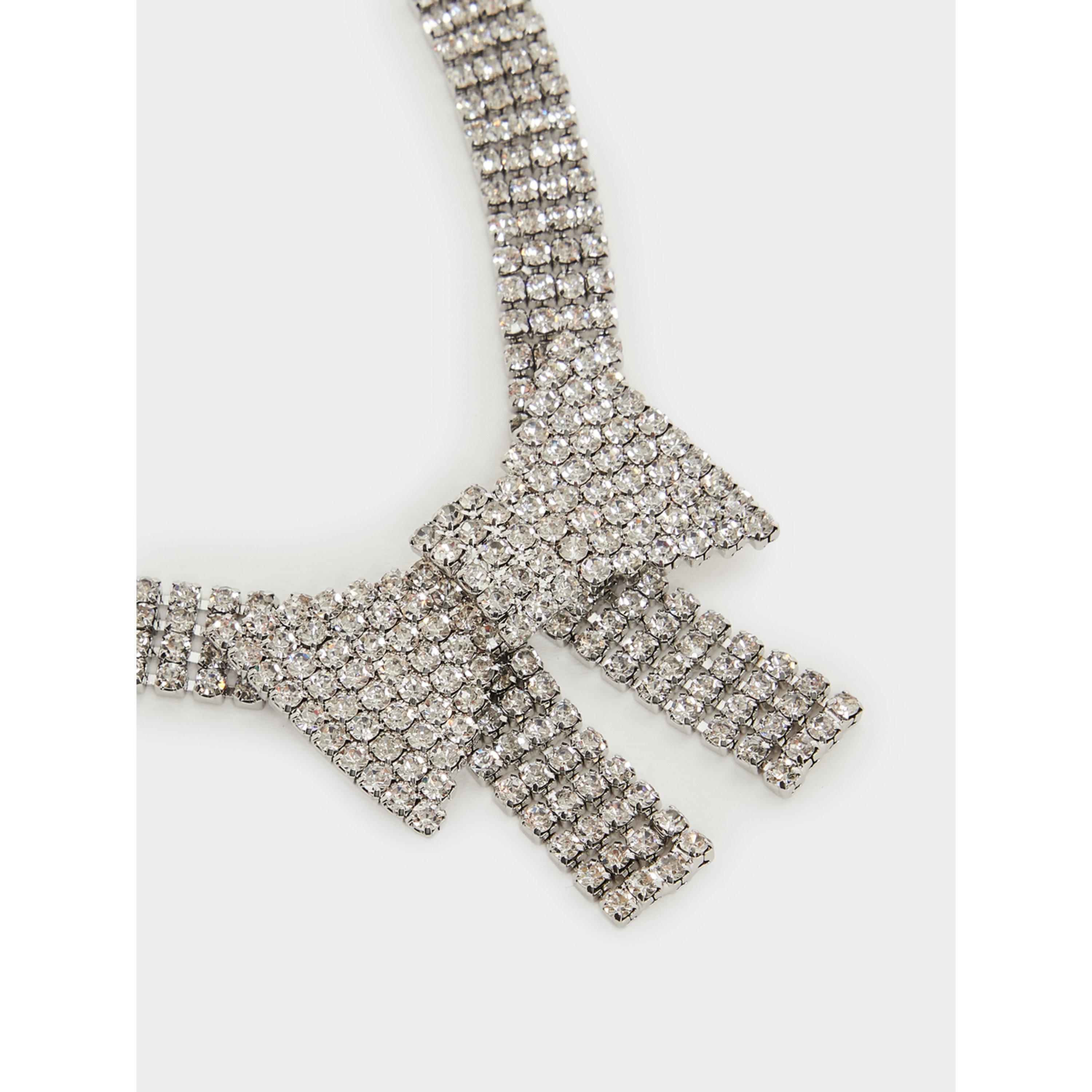 Styli Sparkling Silver Bow Choker-women-watchesandjewellery-jewellery-necklacesandpendants-image-2