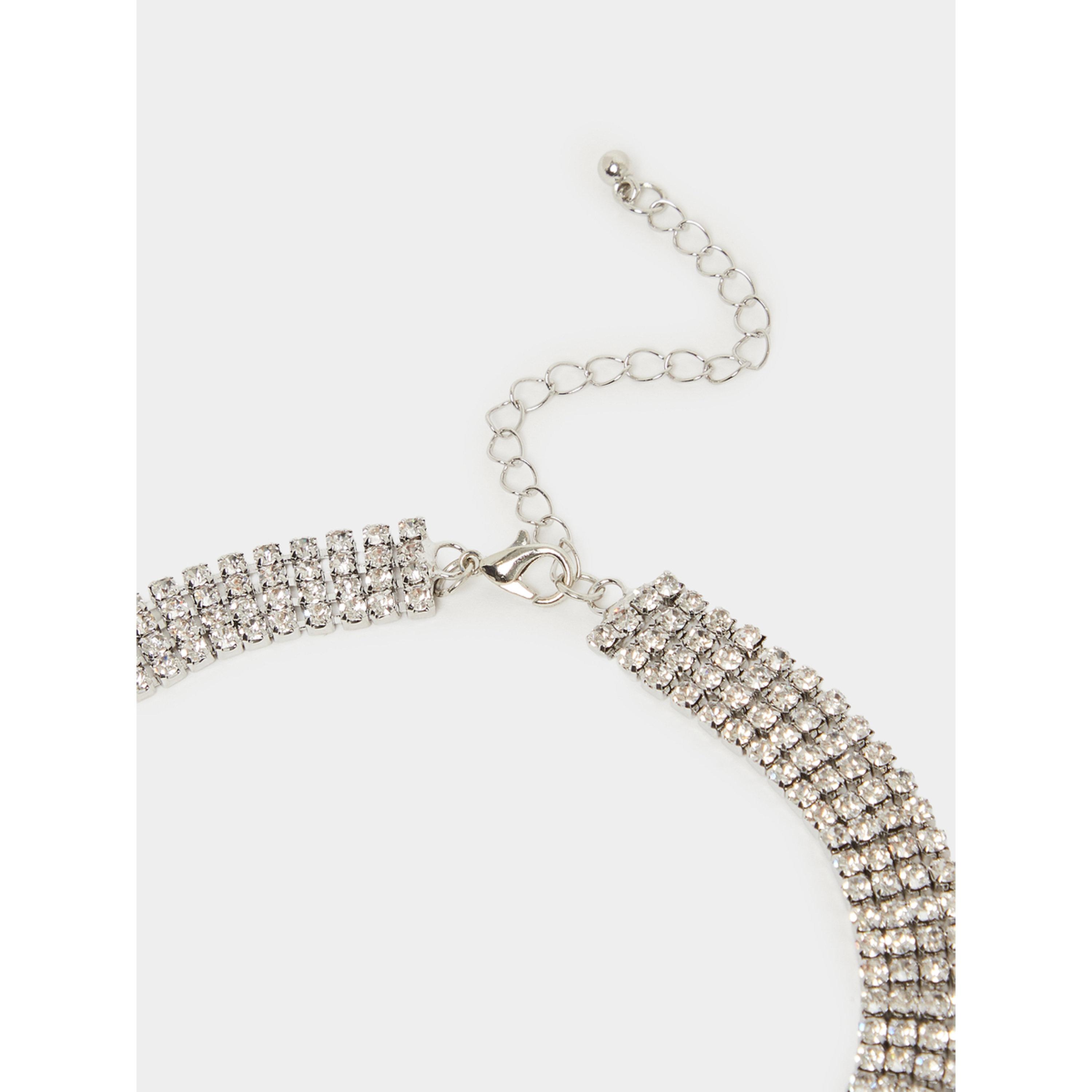 Styli Sparkling Silver Bow Choker-women-watchesandjewellery-jewellery-necklacesandpendants-image-3