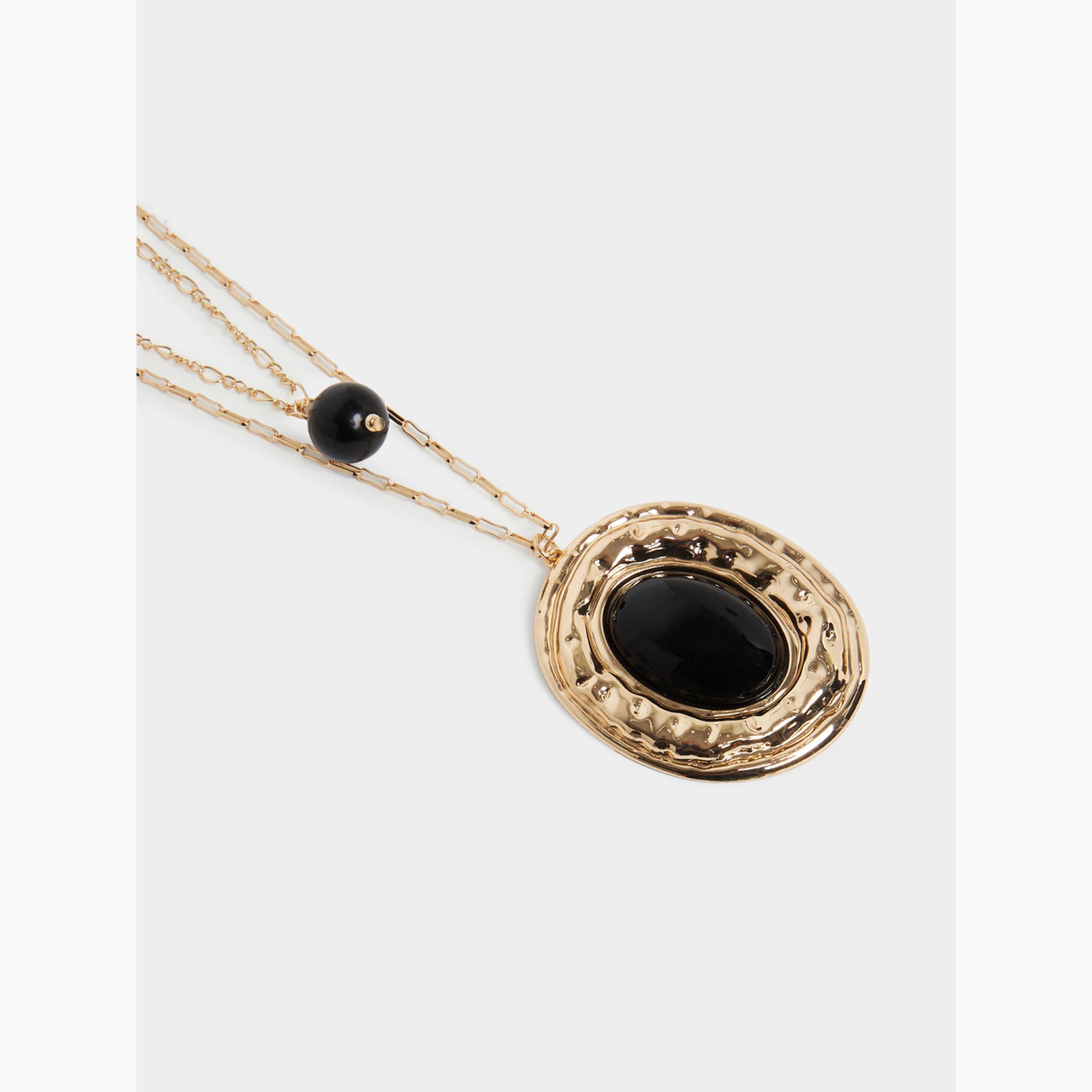 Styli Gold-Tone Pendant Necklace with Black Stone-women-watchesandjewellery-jewellery-necklacesandpendants-image-3