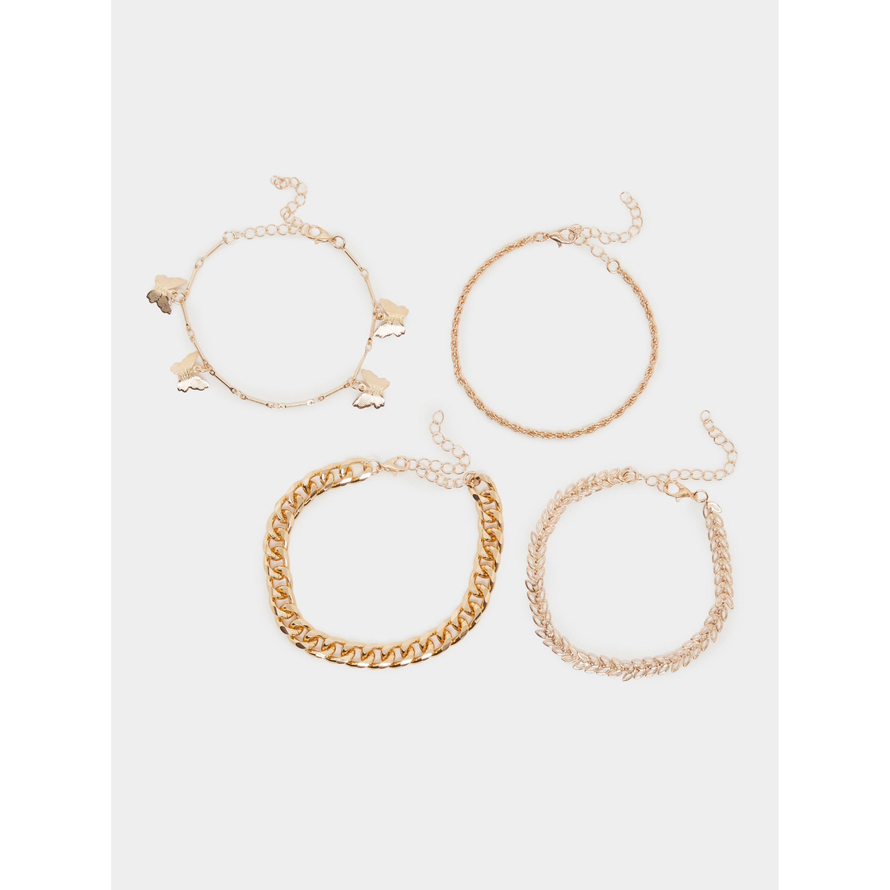 مجموعة من 4 أساور سلسلة ذهبية-women-watchesandjewellery-jewellery-banglesandbracelets-image-1