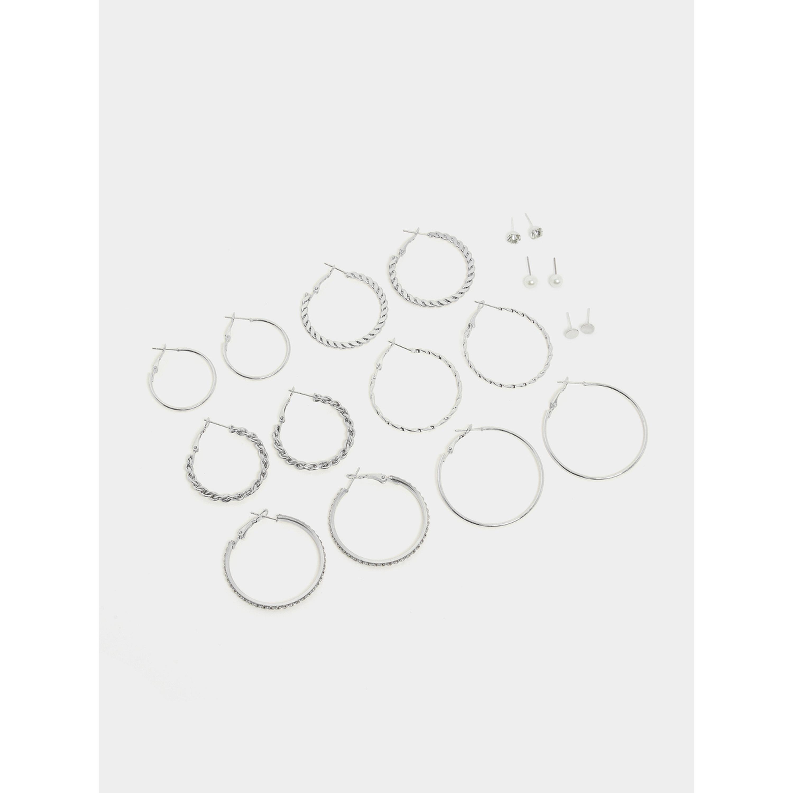 مجموعة من 9 أقراط حلقية فضية-women-watchesandjewellery-jewellery-earrings-image-1