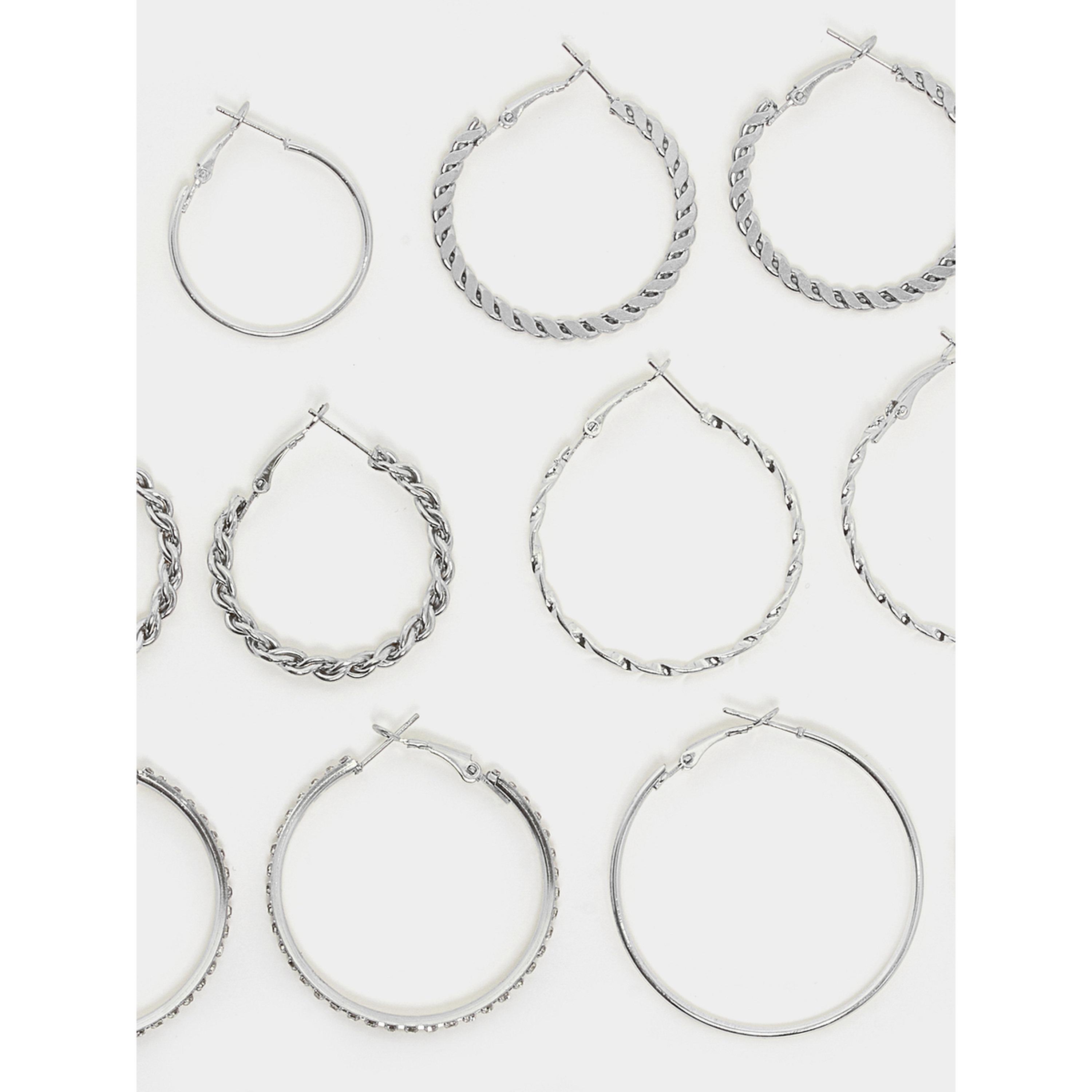 مجموعة من 9 أقراط حلقية فضية-women-watchesandjewellery-jewellery-earrings-image-2