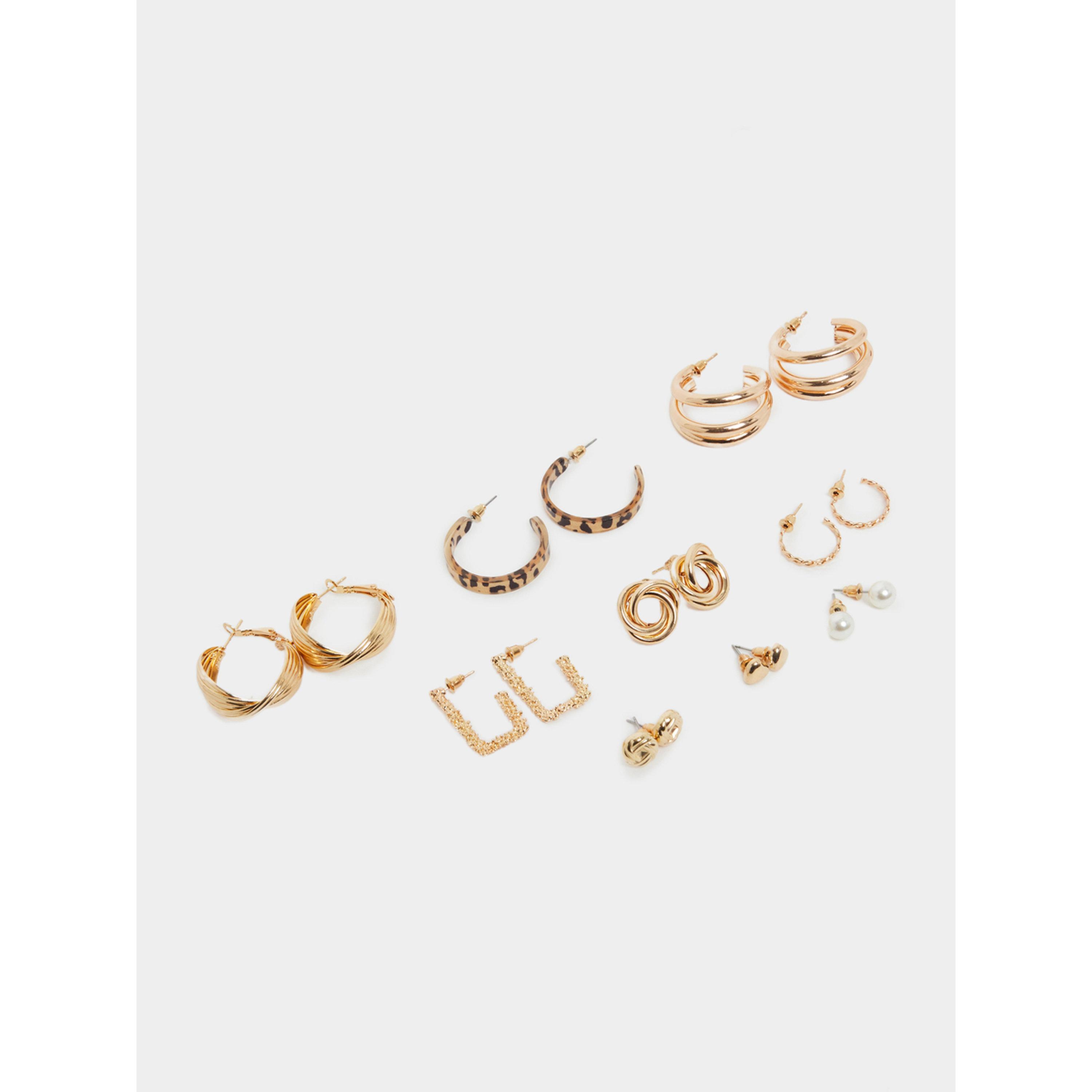 Styli Pack of 9 - Gold Hoop Earrings-women-watchesandjewellery-jewellery-earrings-image-1