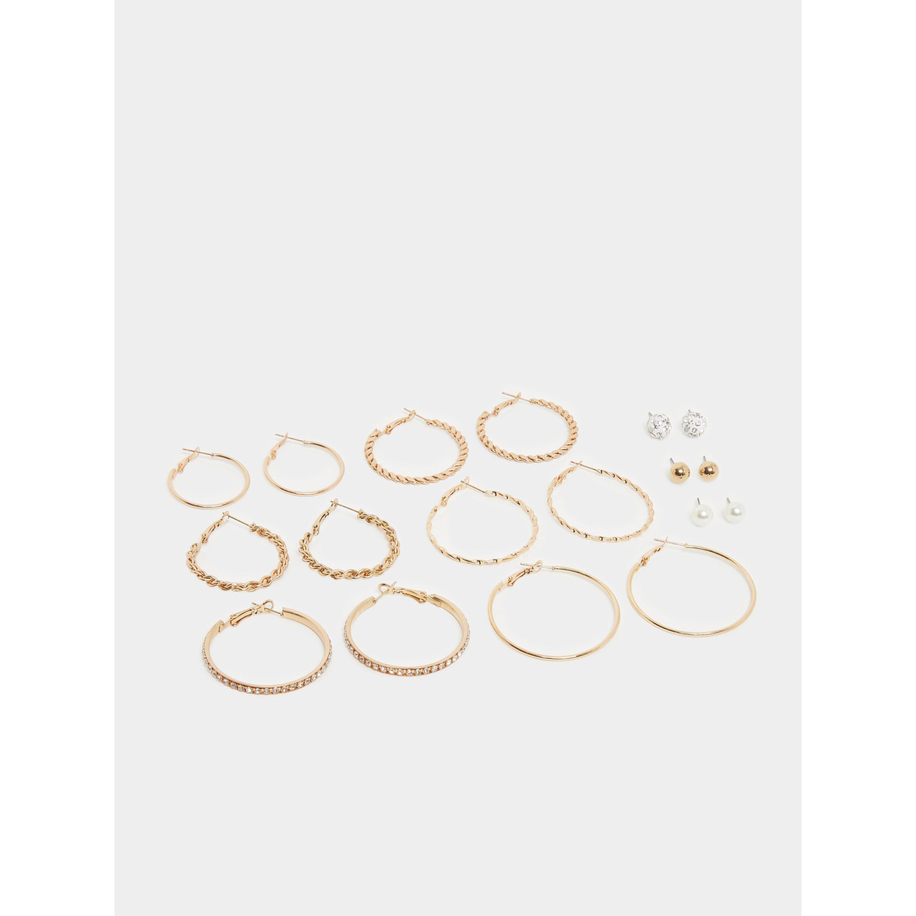 مجموعة من 9 أقراط حلقية ذهبية-women-watchesandjewellery-jewellery-earrings-image-1