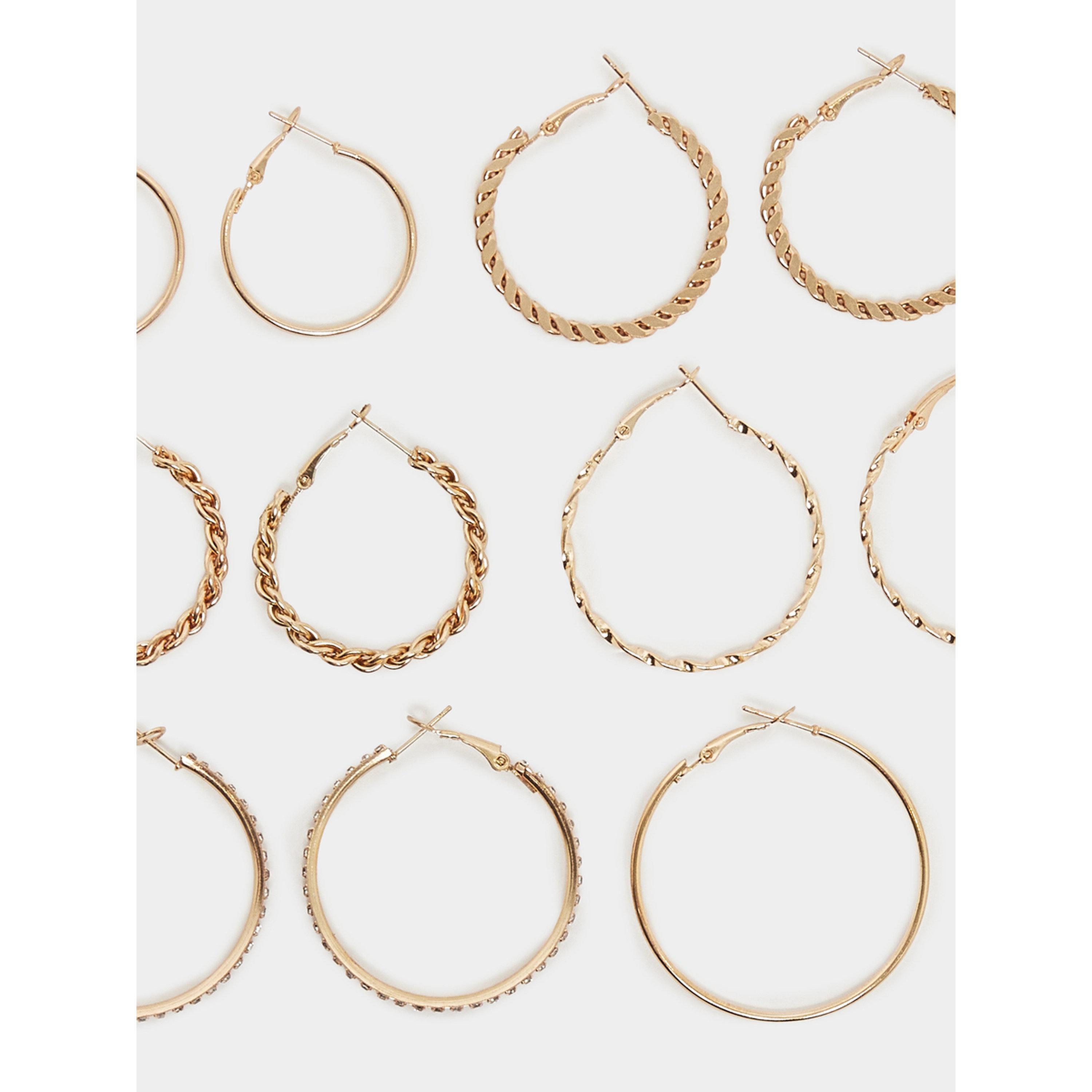 Styli Pack of 9 - Gold Hoop Earrings-women-watchesandjewellery-jewellery-earrings-image-2