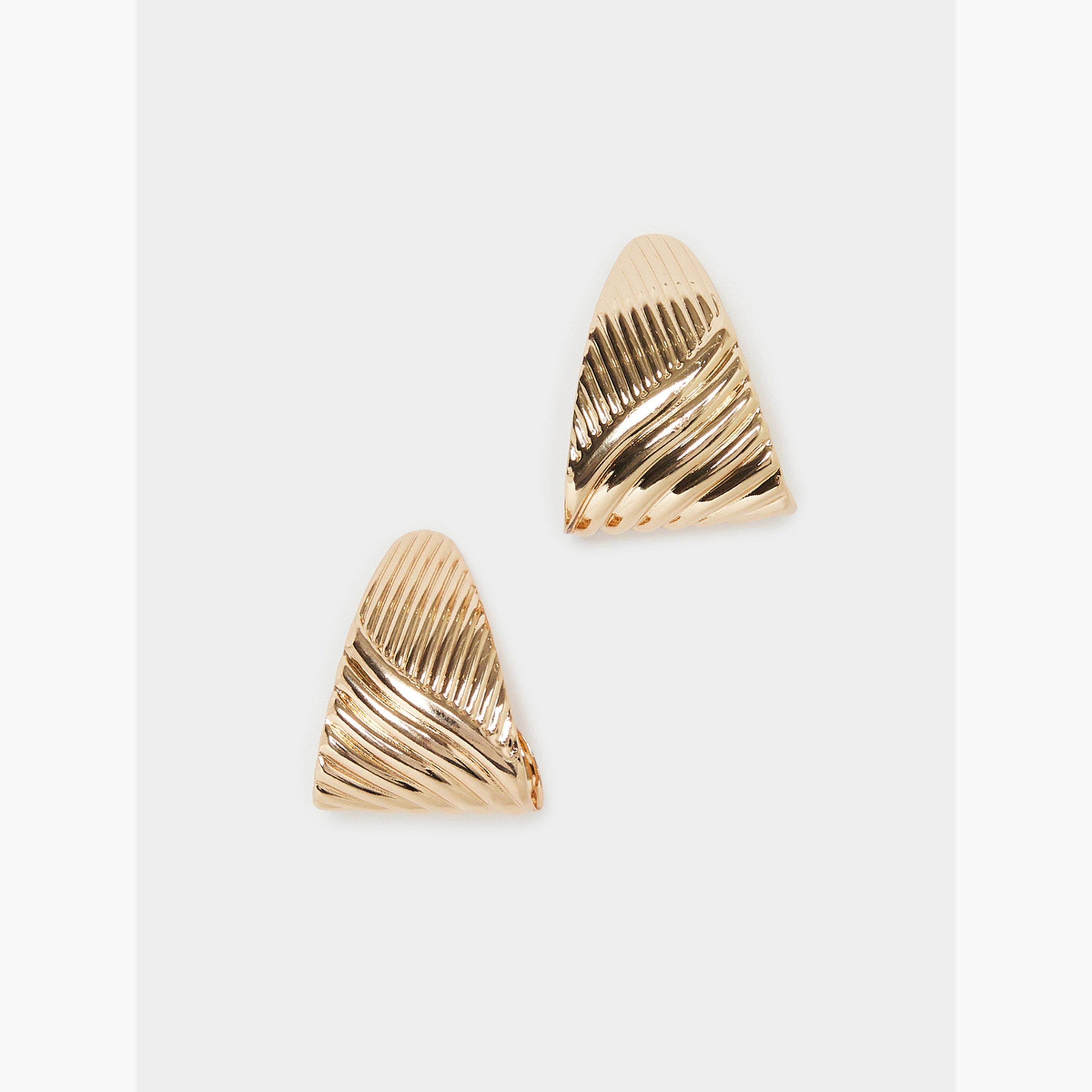 Styli Gold Textured Stud Earrings-women-watchesandjewellery-jewellery-earrings-image-1
