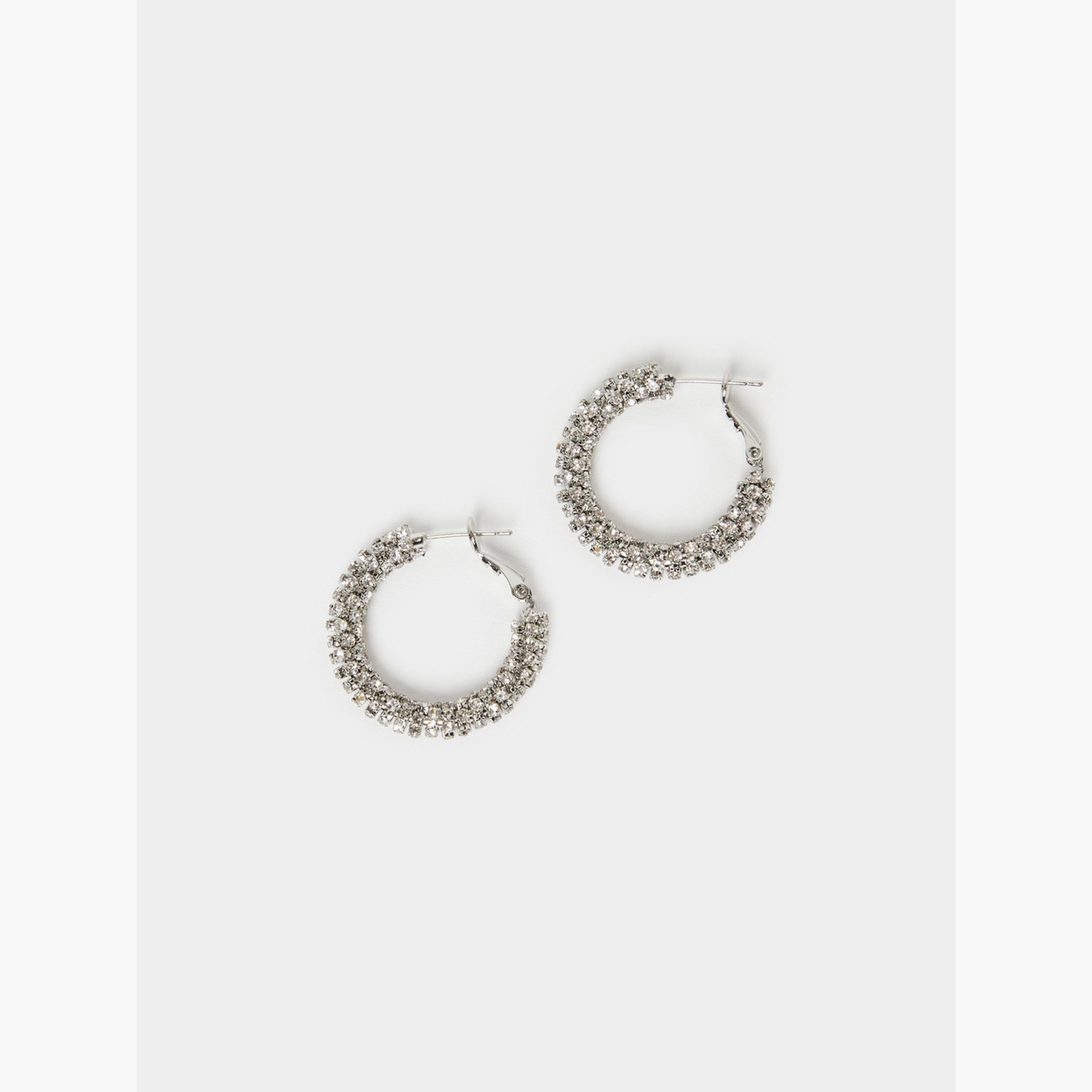 Styli Silver Diamante Hoop Earrings-women-watchesandjewellery-jewellery-earrings-image-1