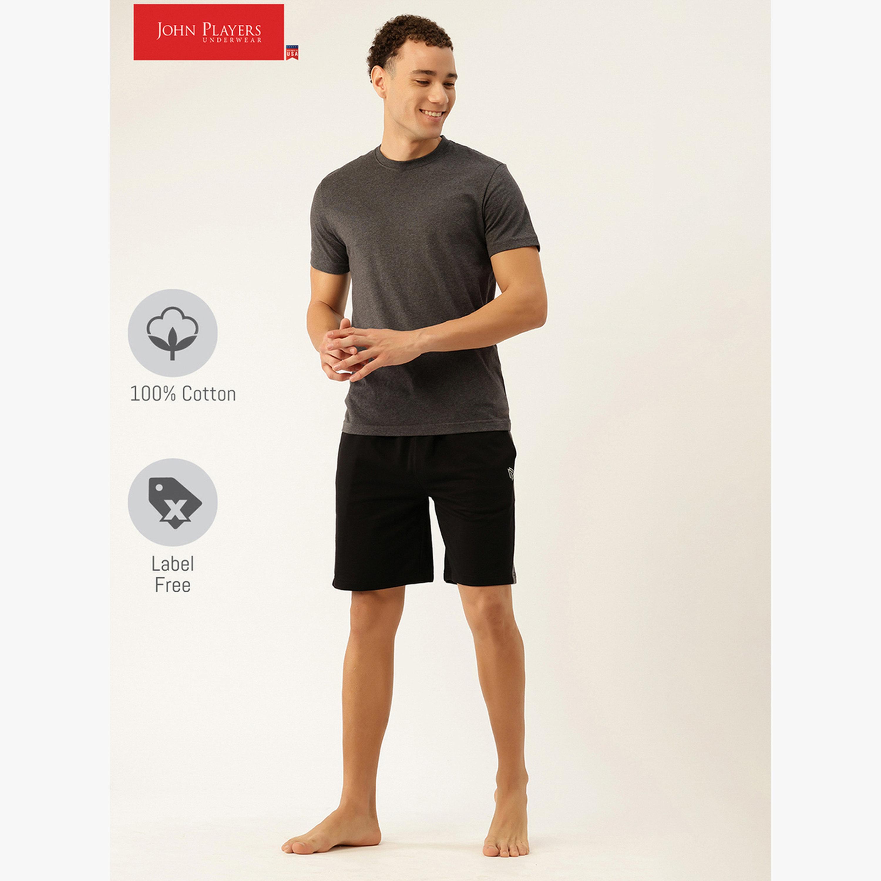 John Player Men Black Cotton Lounge Shorts-men-clothing-bottoms-shorts-image-2