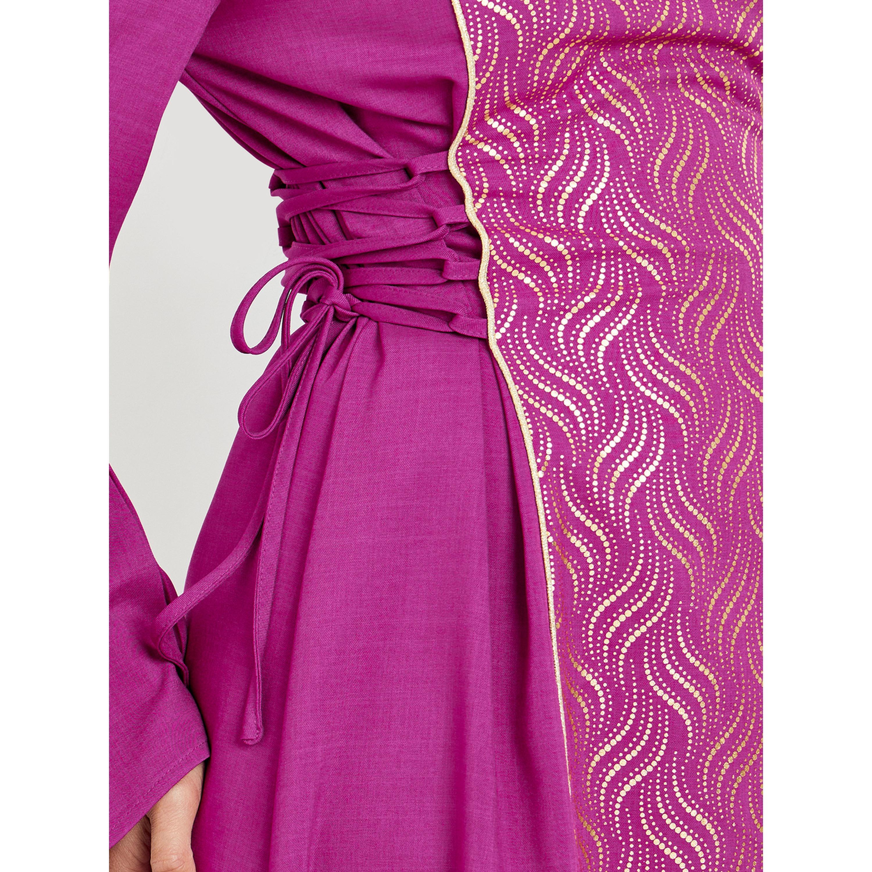 Styli Women Foil Print Maxi Dress with Tie-Detail-women-clothing-ethnicwear-dresses-image-5
