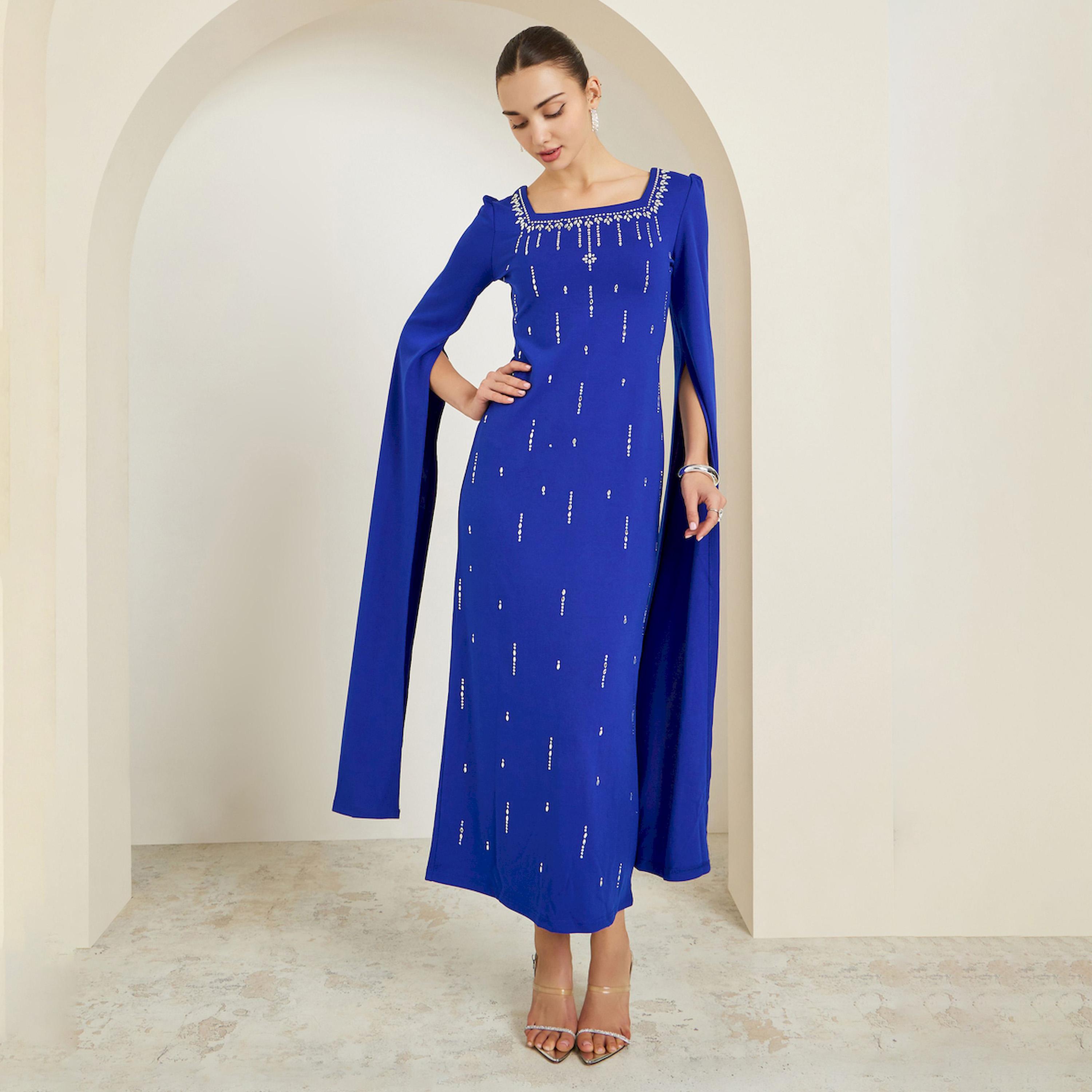 فستان طويل ضيق أكمام طويلة ومزين-women-clothing-dresses-image-1