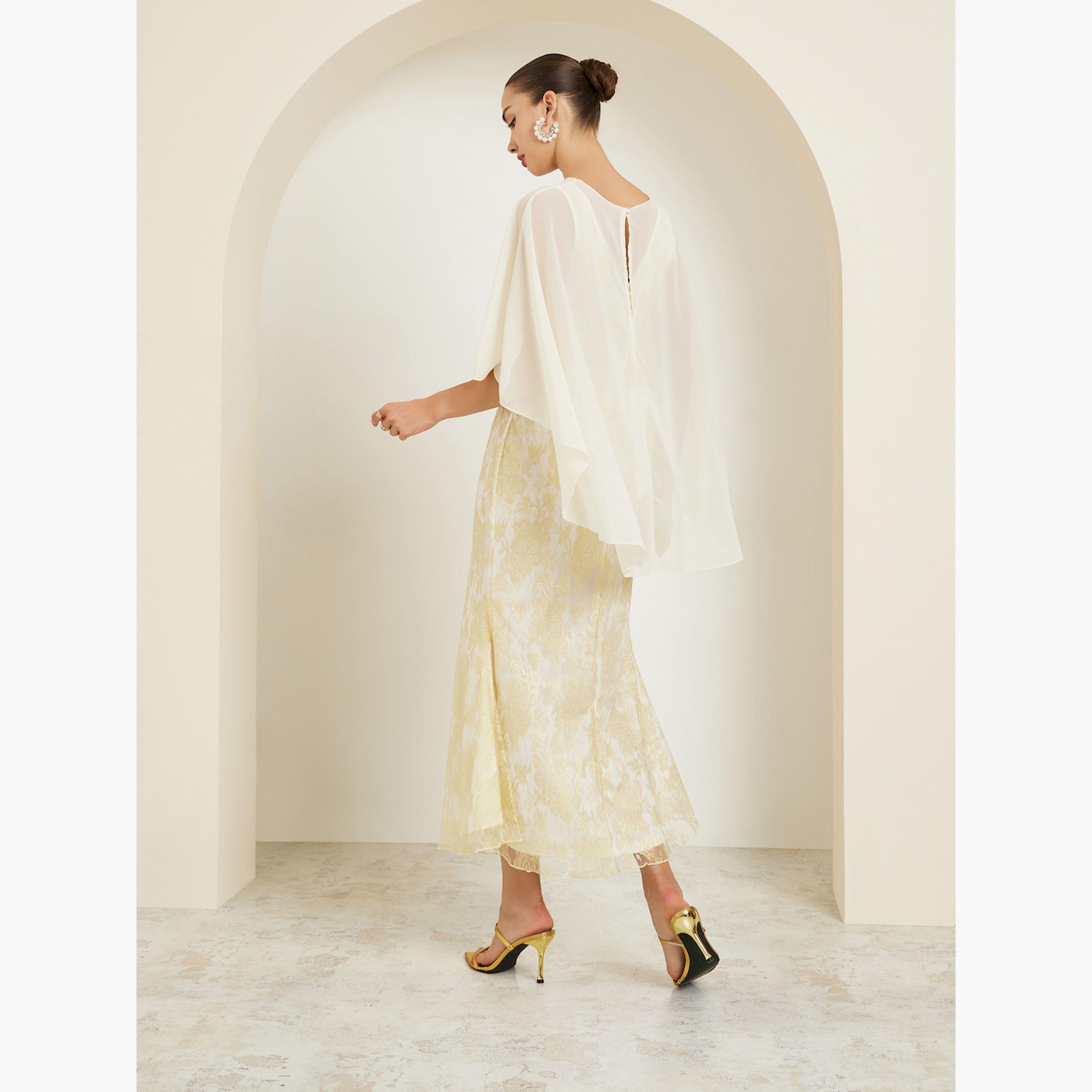 Styli Beige Lace Cape Sleeve Maxi Dress-women-clothing-dresses-image-4