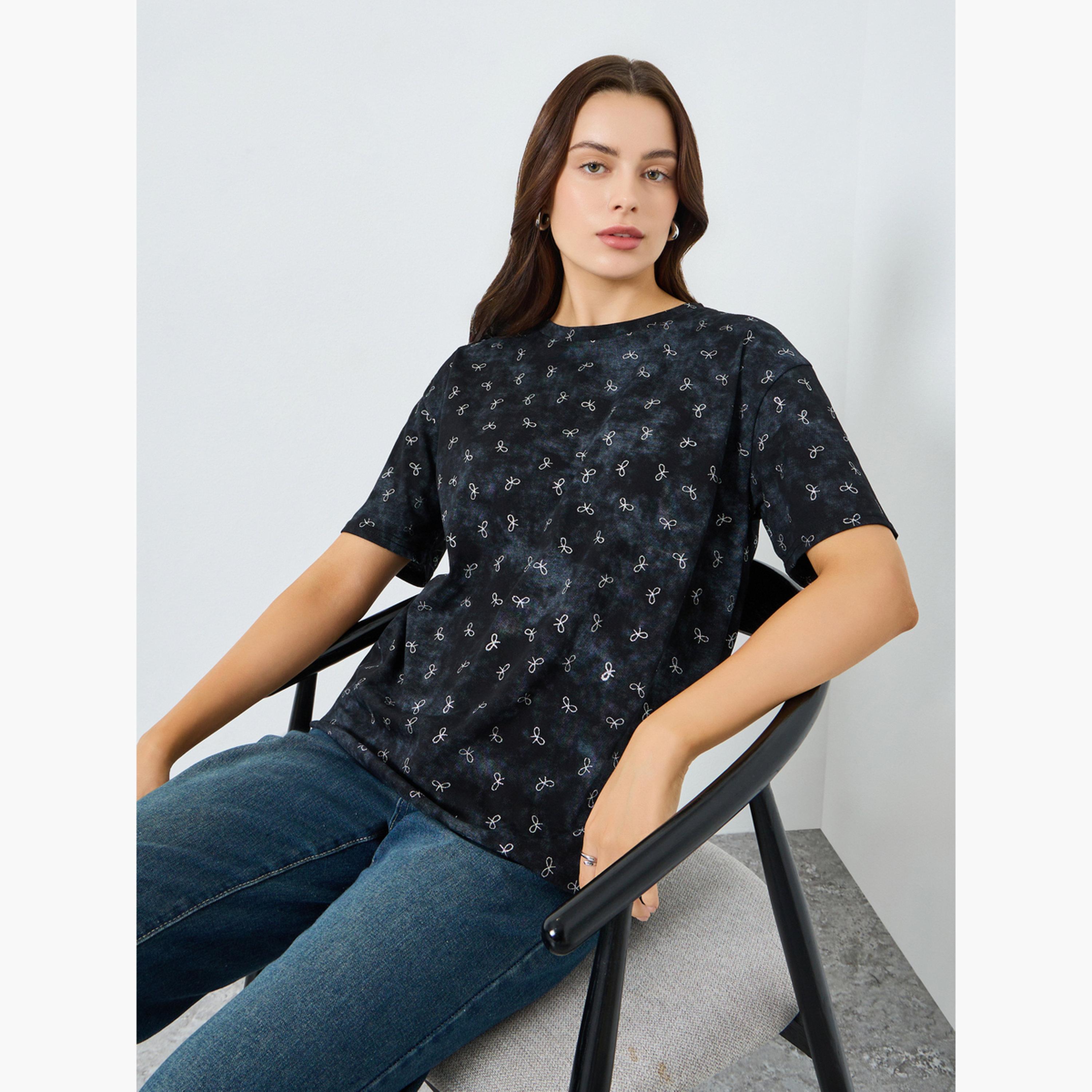 تيشيرت بمقاس كبير بطبعة فيونكة-women-clothing-tshirts-image-3