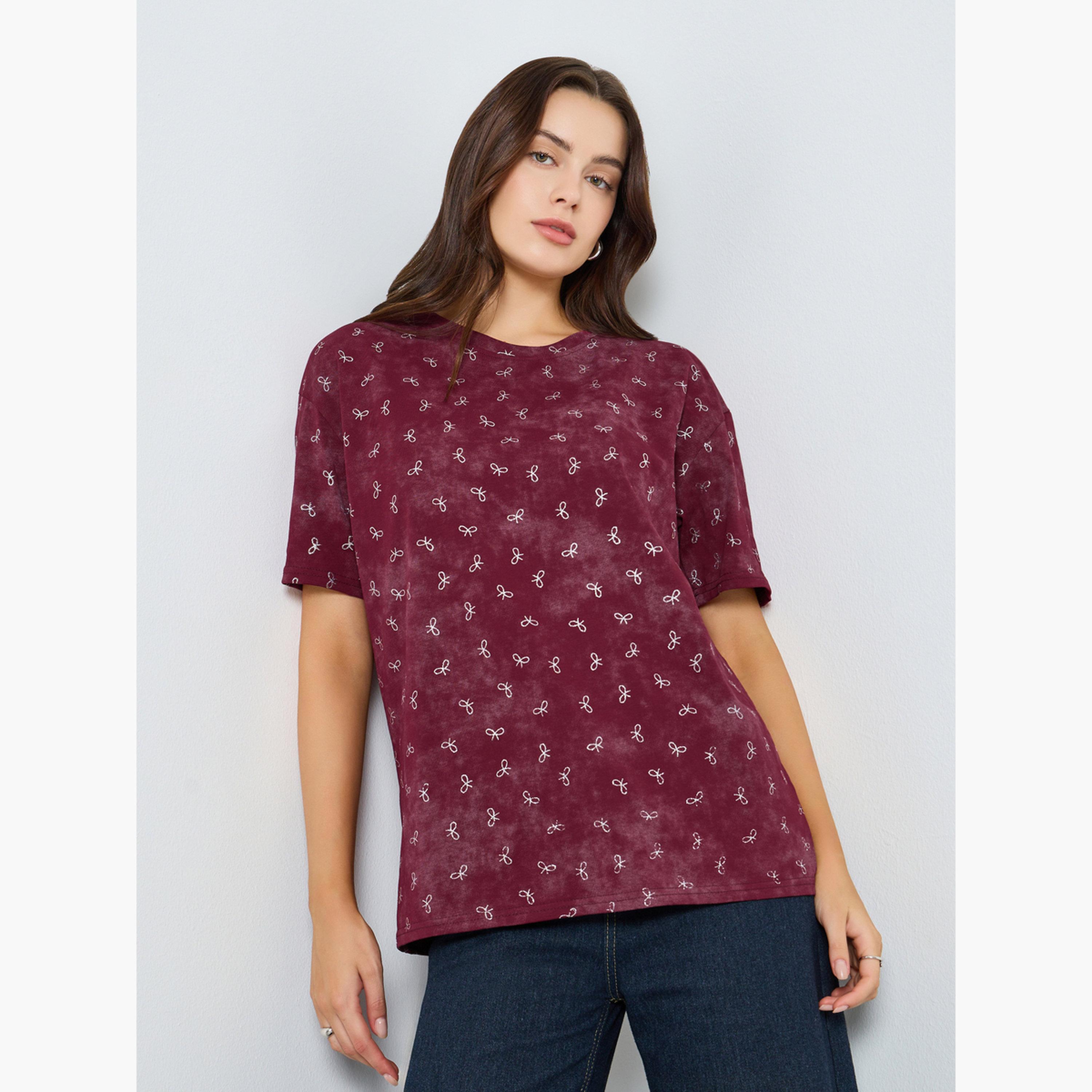 تيشيرت بمقاس كبير بطبعة فيونكة-women-clothing-tshirts-image-1