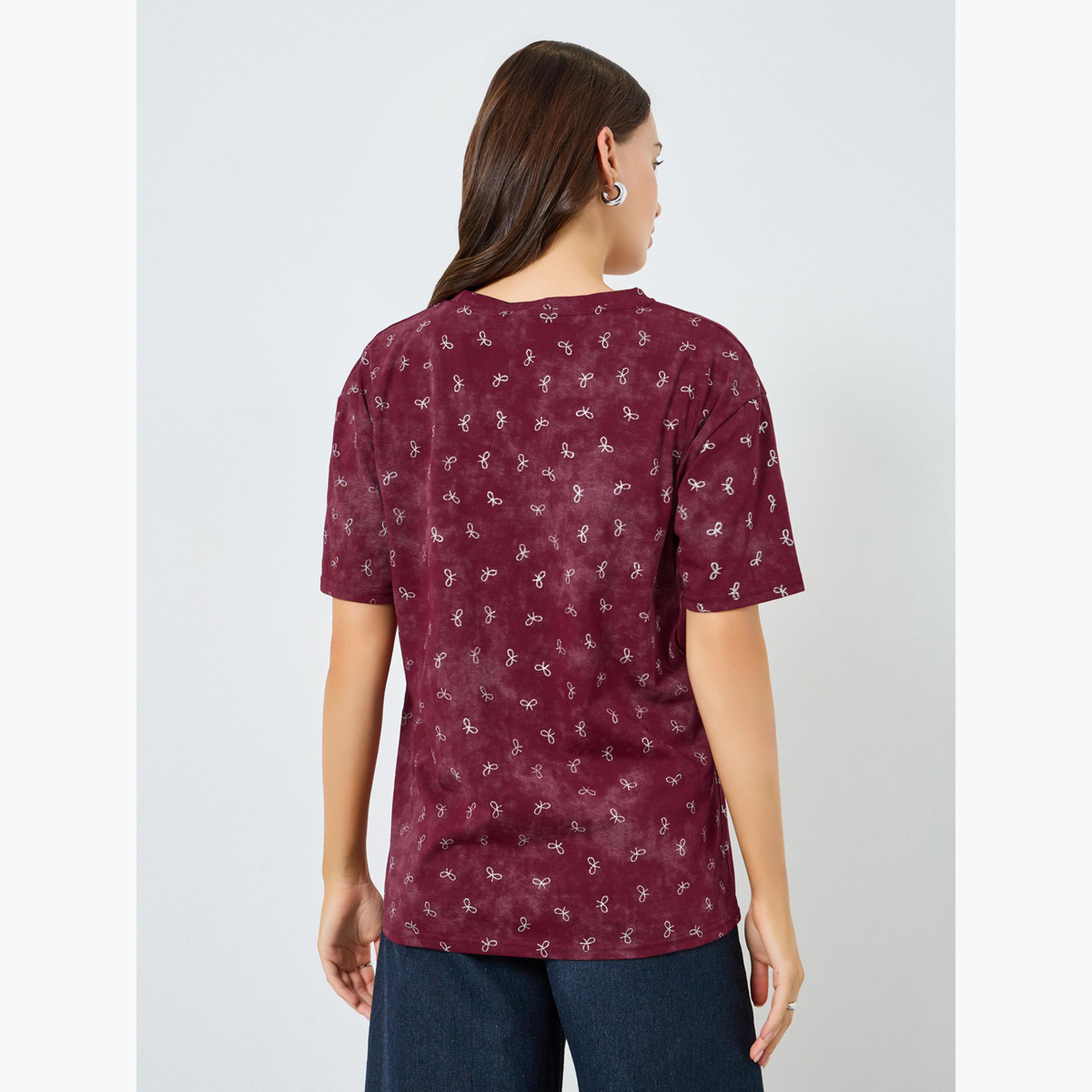 تيشيرت بمقاس كبير بطبعة فيونكة-women-clothing-tshirts-image-4