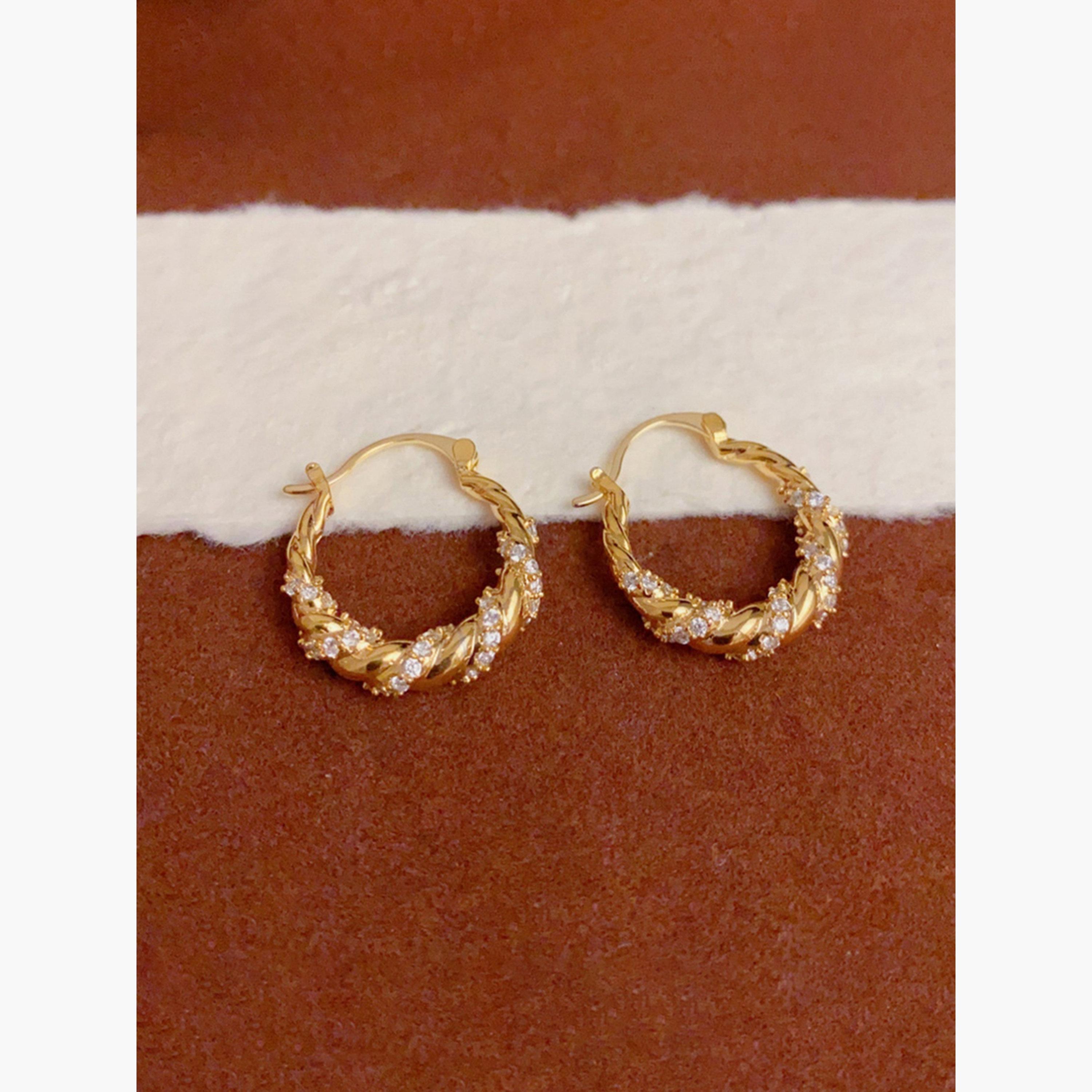 Take Two Contrast Rhinestone Embellished Hoop Earrings-women-watchesandjewellery-jewellery-earrings-image-4