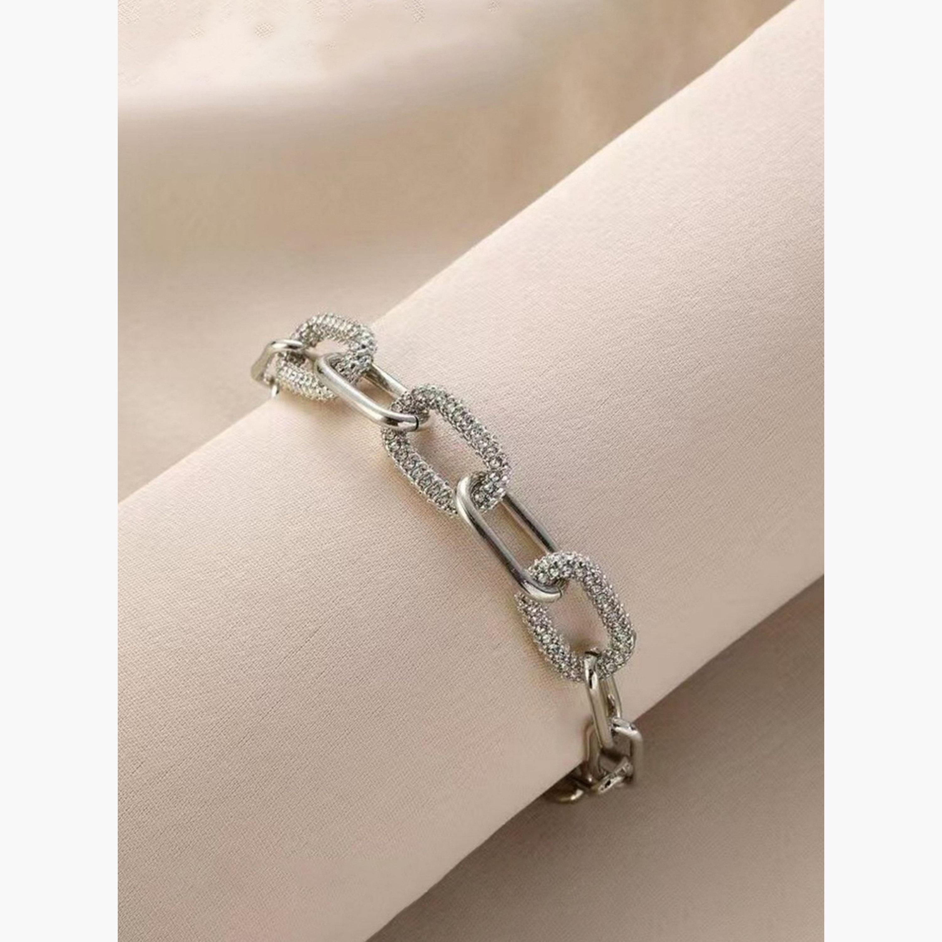Take Two Silver Rhinestone Chain Bracelets-women-watchesandjewellery-jewellery-banglesandbracelets-image-2