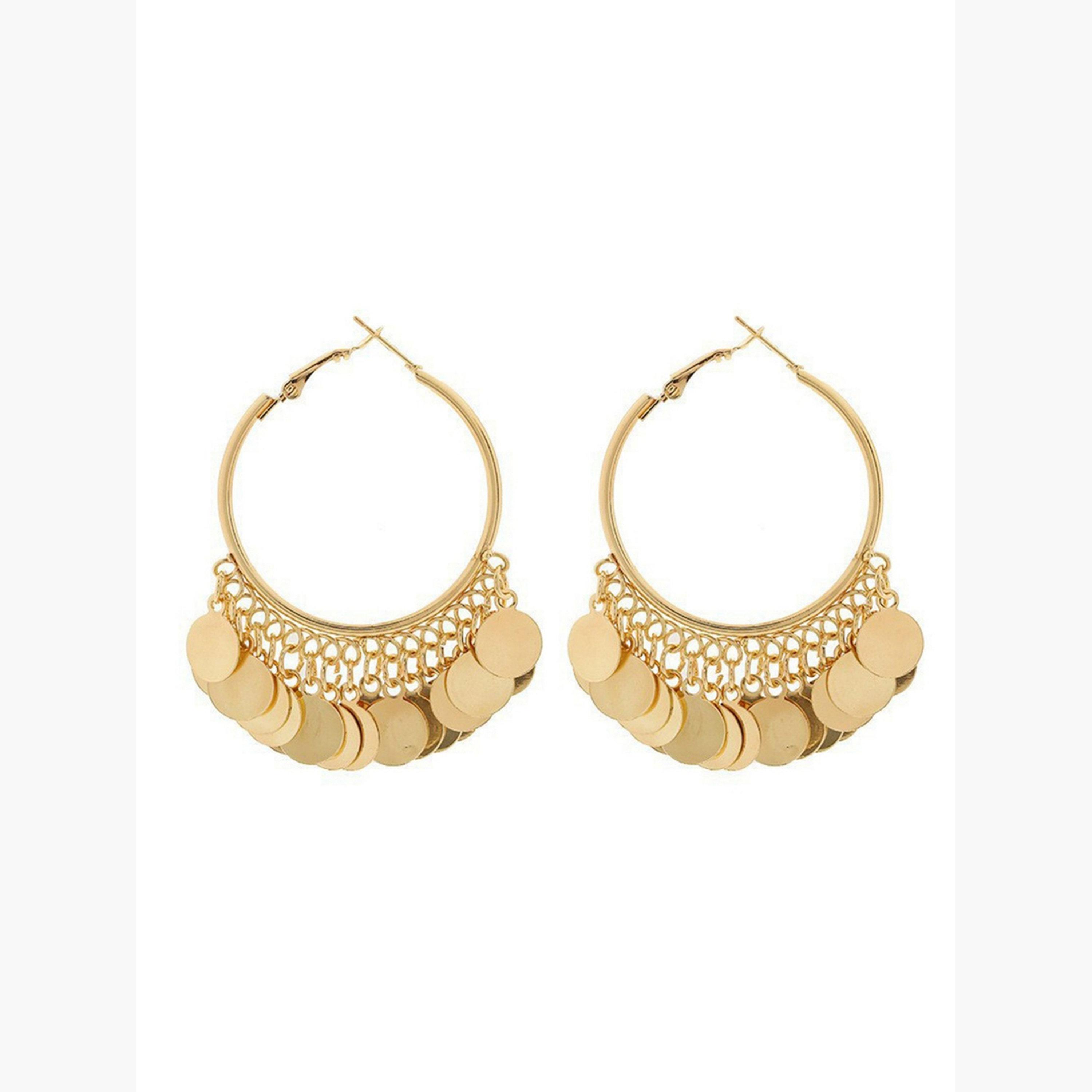 أقراط حلقية بدلايات شرابة دائرية-women-watchesandjewellery-jewellery-earrings-image-1