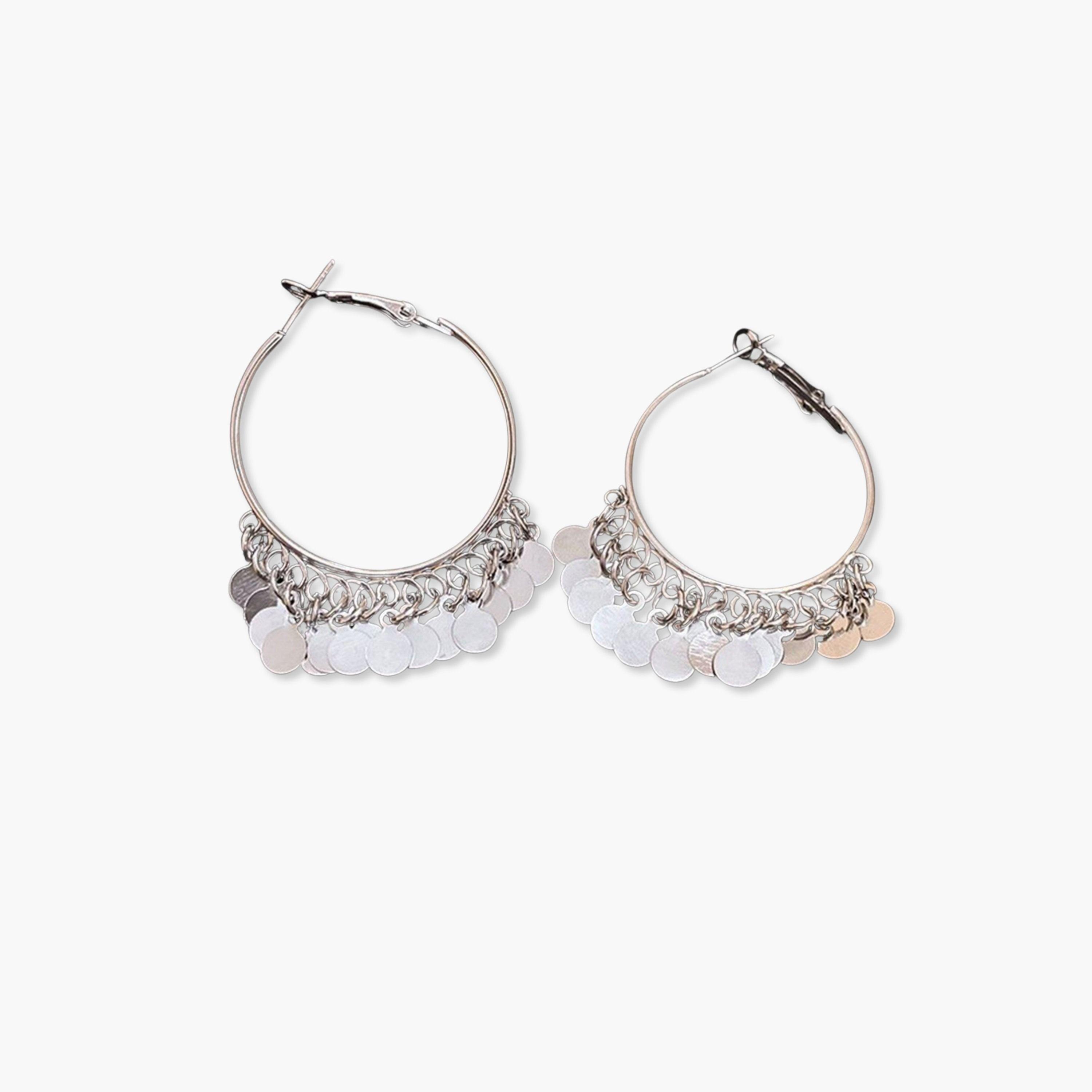 أقراط حلقية بدلايات شرابة دائرية-women-watchesandjewellery-jewellery-earrings-image-1