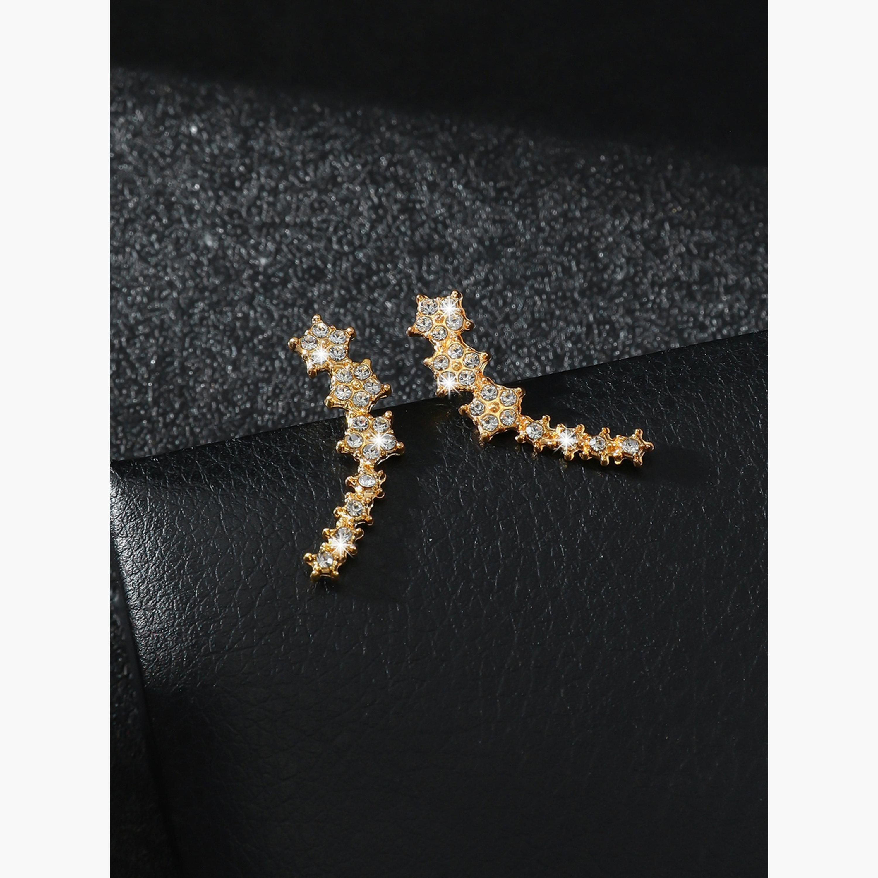 Take Two Contrast Rhinestone Embellished Earrings-women-watchesandjewellery-jewellery-earrings-image-4