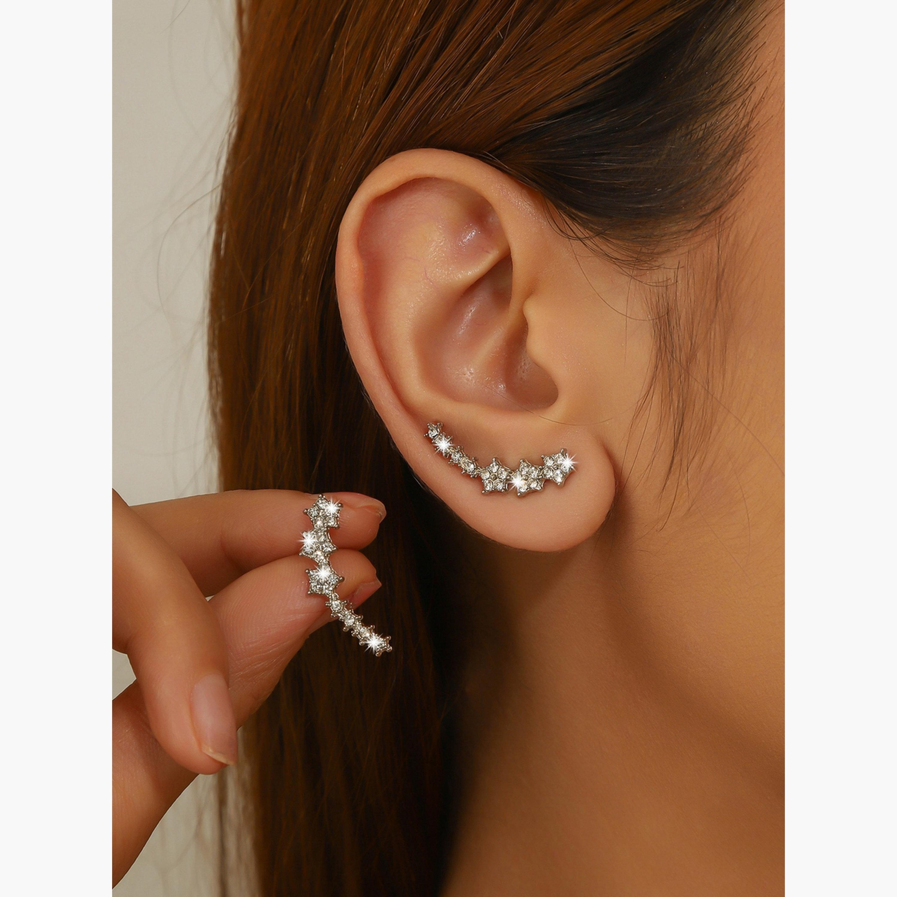 Take Two Contrast Rhinestone Embellished Earrings-women-watchesandjewellery-jewellery-earrings-image-2