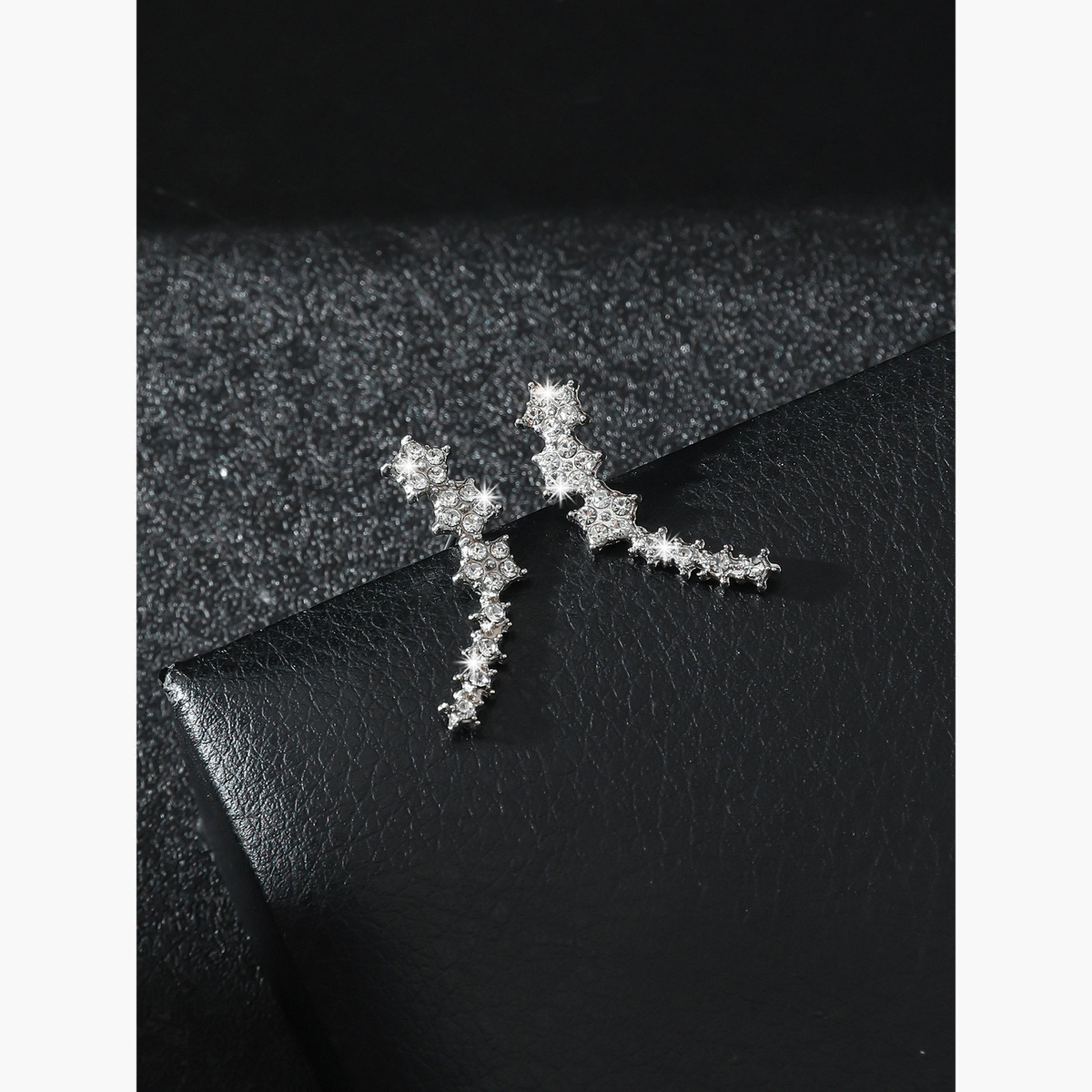 Take Two Contrast Rhinestone Embellished Earrings-women-watchesandjewellery-jewellery-earrings-image-3