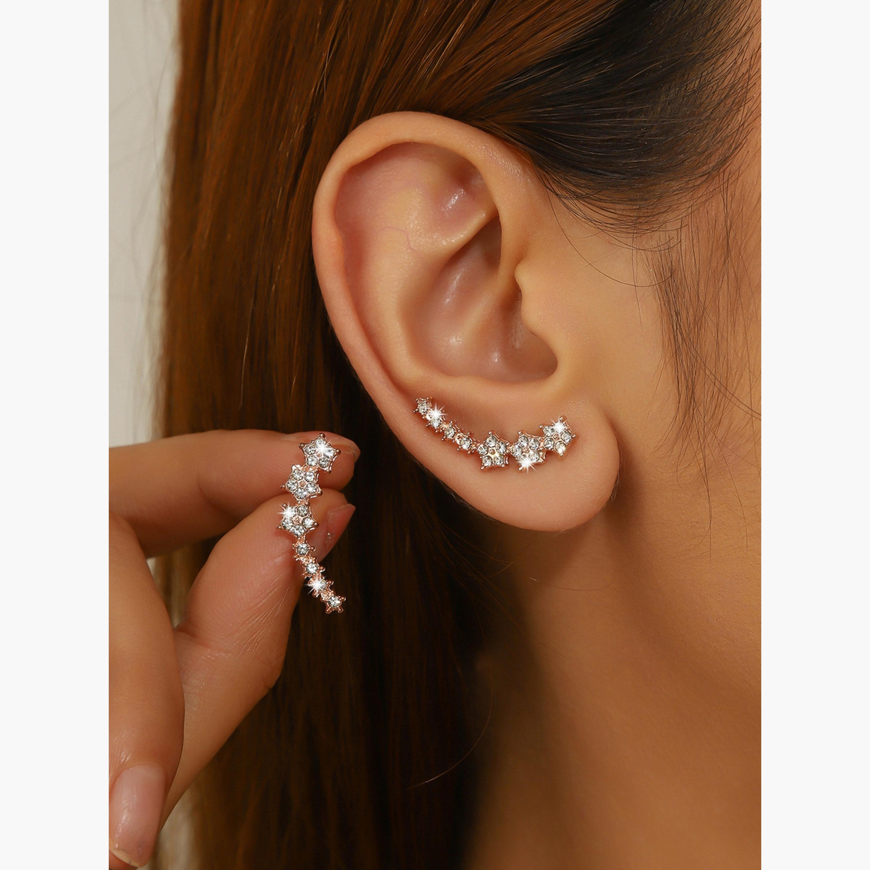 Take Two Contrast Rhinestone Embellished Earrings-women-watchesandjewellery-jewellery-earrings-image-2