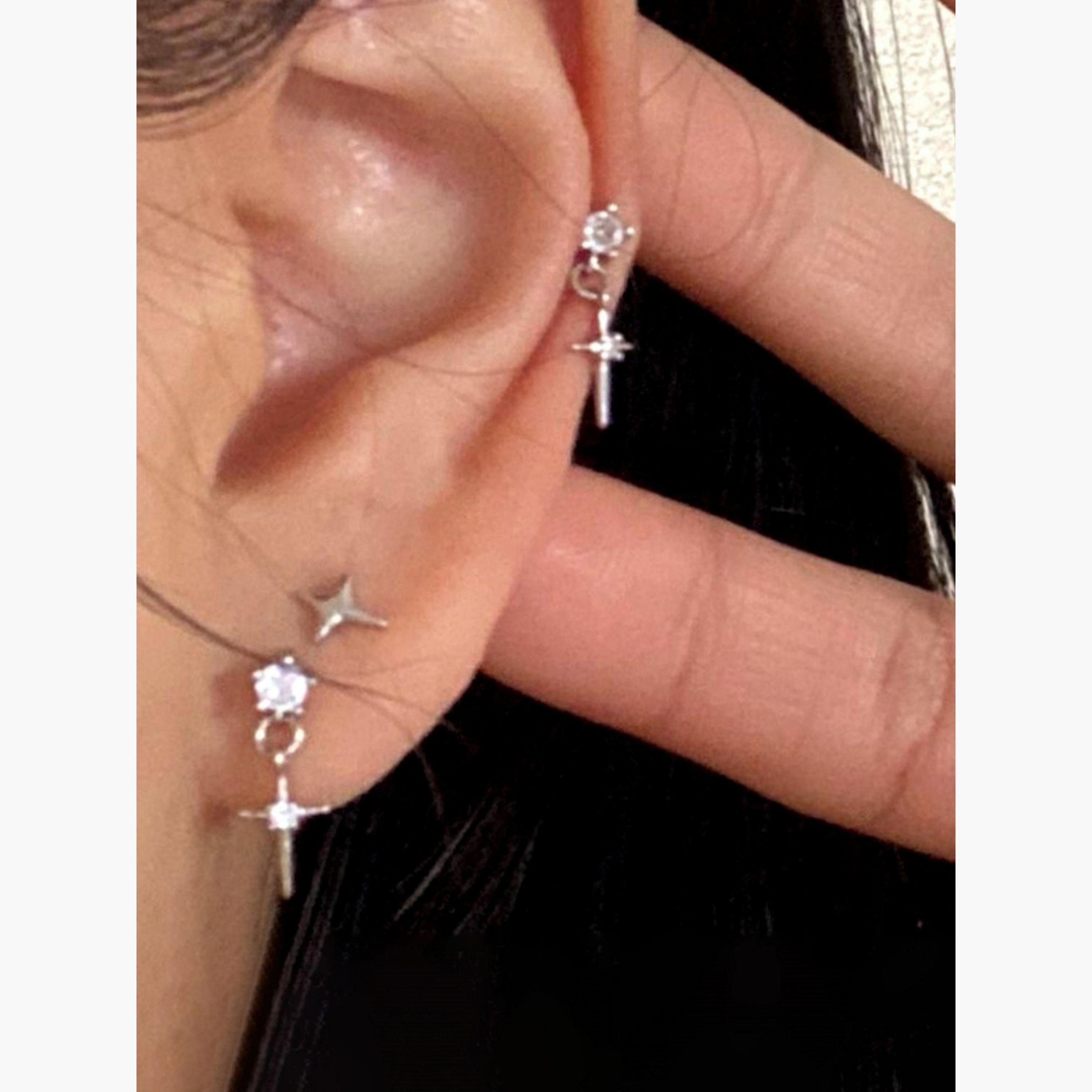 Take Two Silver Rhinestone Embellished Earrings-women-watchesandjewellery-jewellery-earrings-image-2