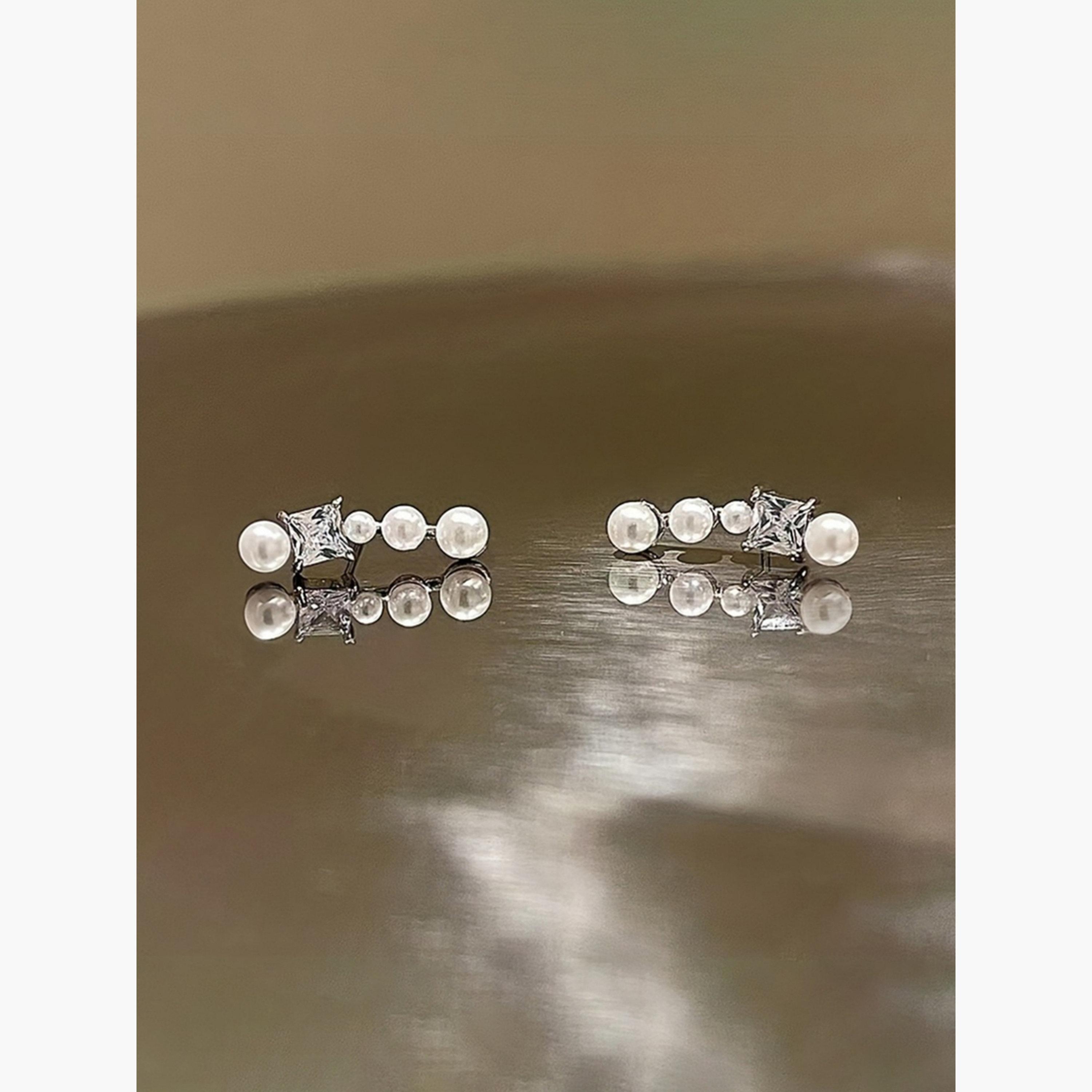 Take Two Faux Pearl Rhinestone Embellished Earrings-women-watchesandjewellery-jewellery-earrings-image-5