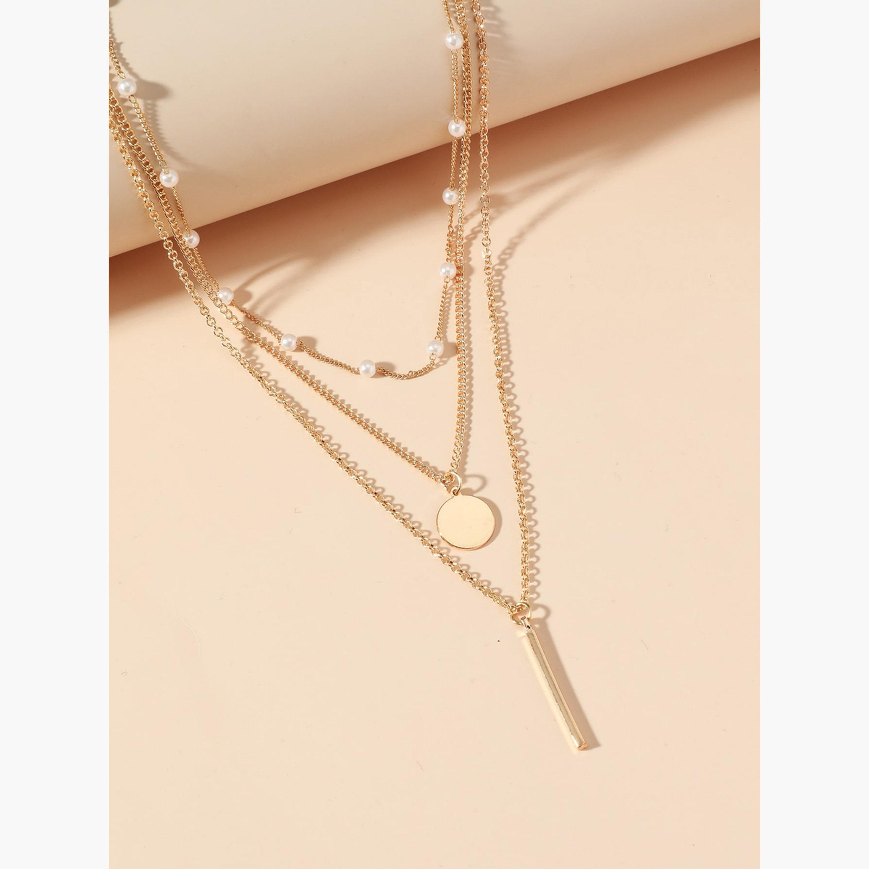 عقد بطبقات مزين باللؤلؤ الصناعي-women-watchesandjewellery-jewellery-necklacesandpendants-image-3